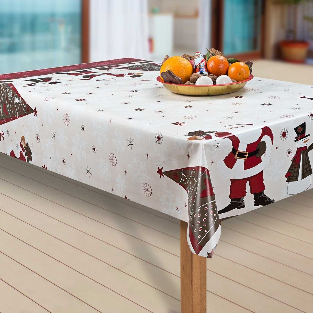laro Tischdecke Wachstuch-Tischdecken Abwaschbar Weihnachten Nikolaus Rot.  Weiß rechteckig