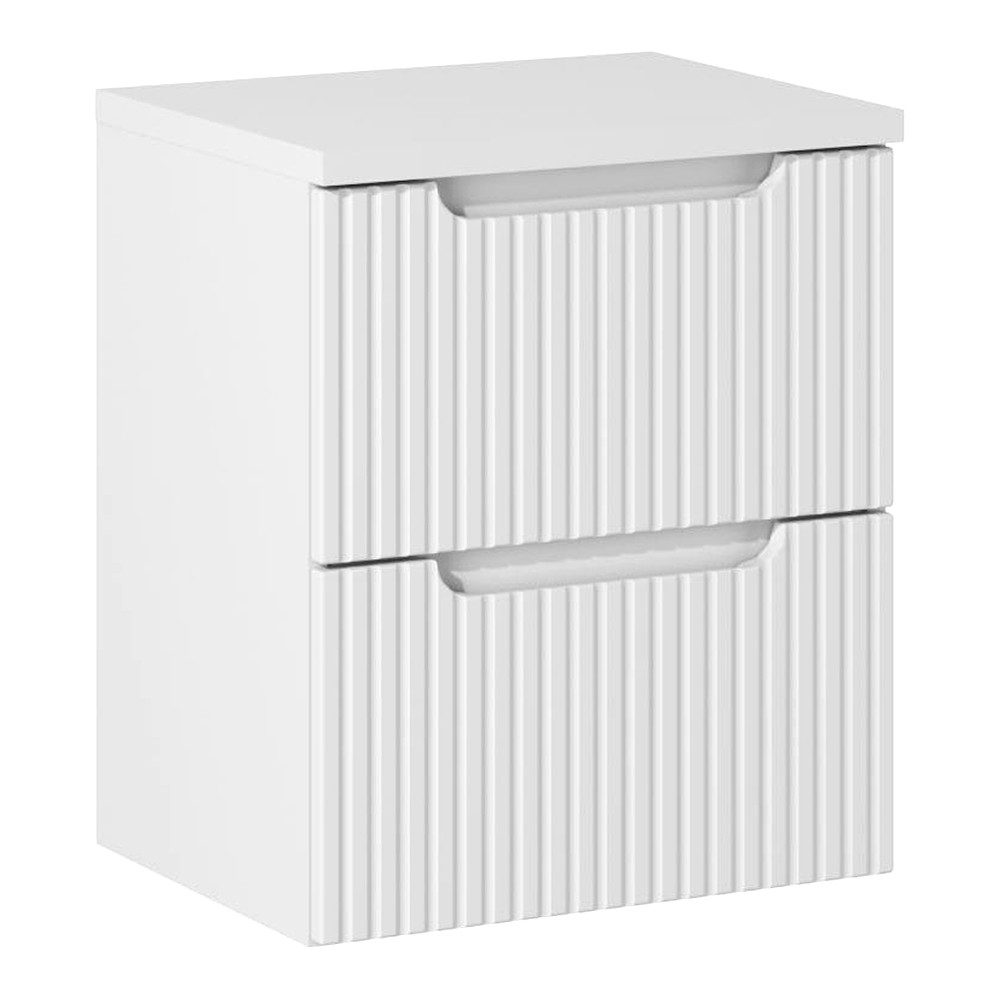 Lomadox Waschbeckenschrank NEWPORT-56-WHITE Waschtischunterschrank 50cm, weiß mit gerillter Front