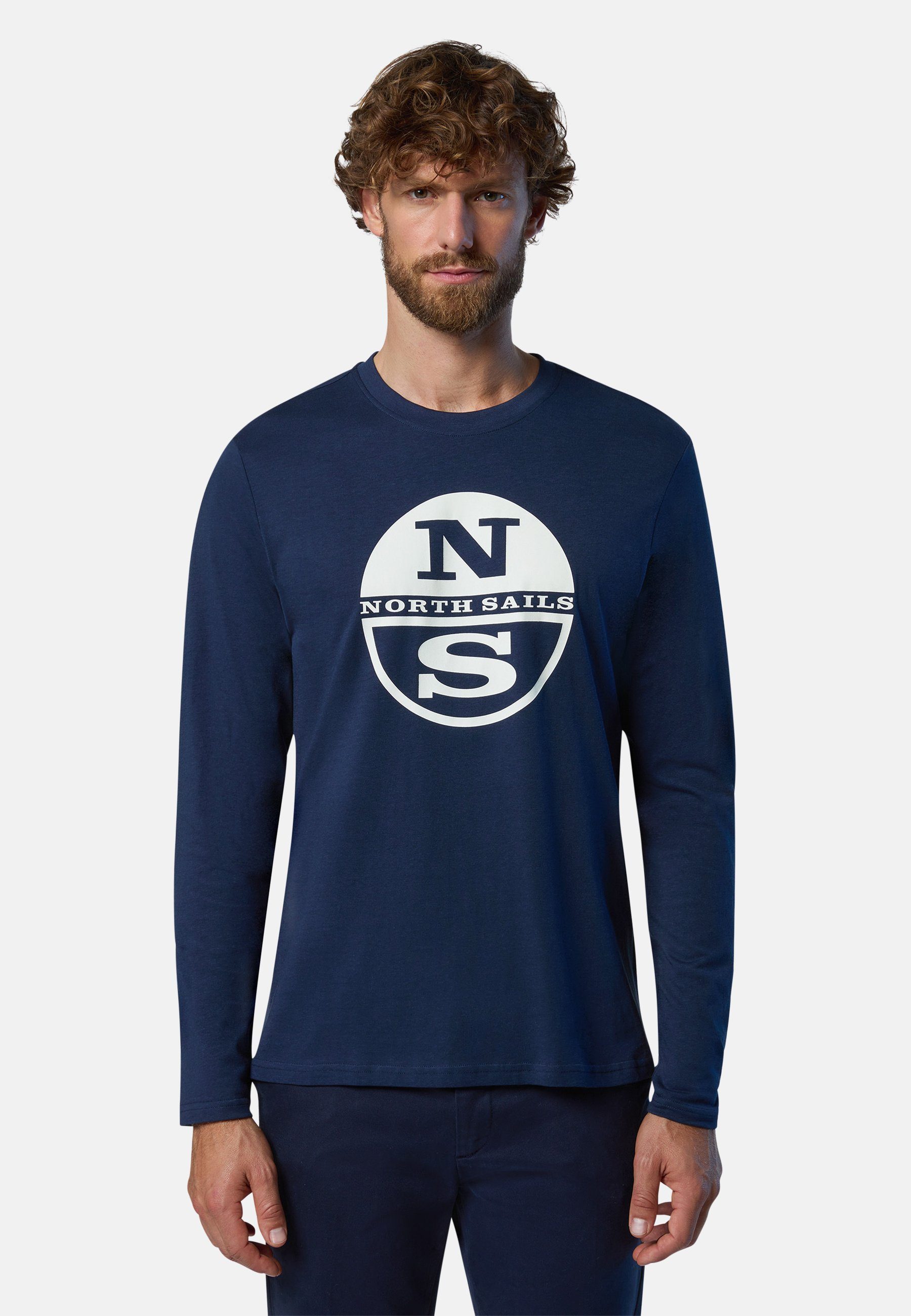 North Sails T-Shirt Langarm-T-Shirt mit Logo-Druck mit klassischem Design navy