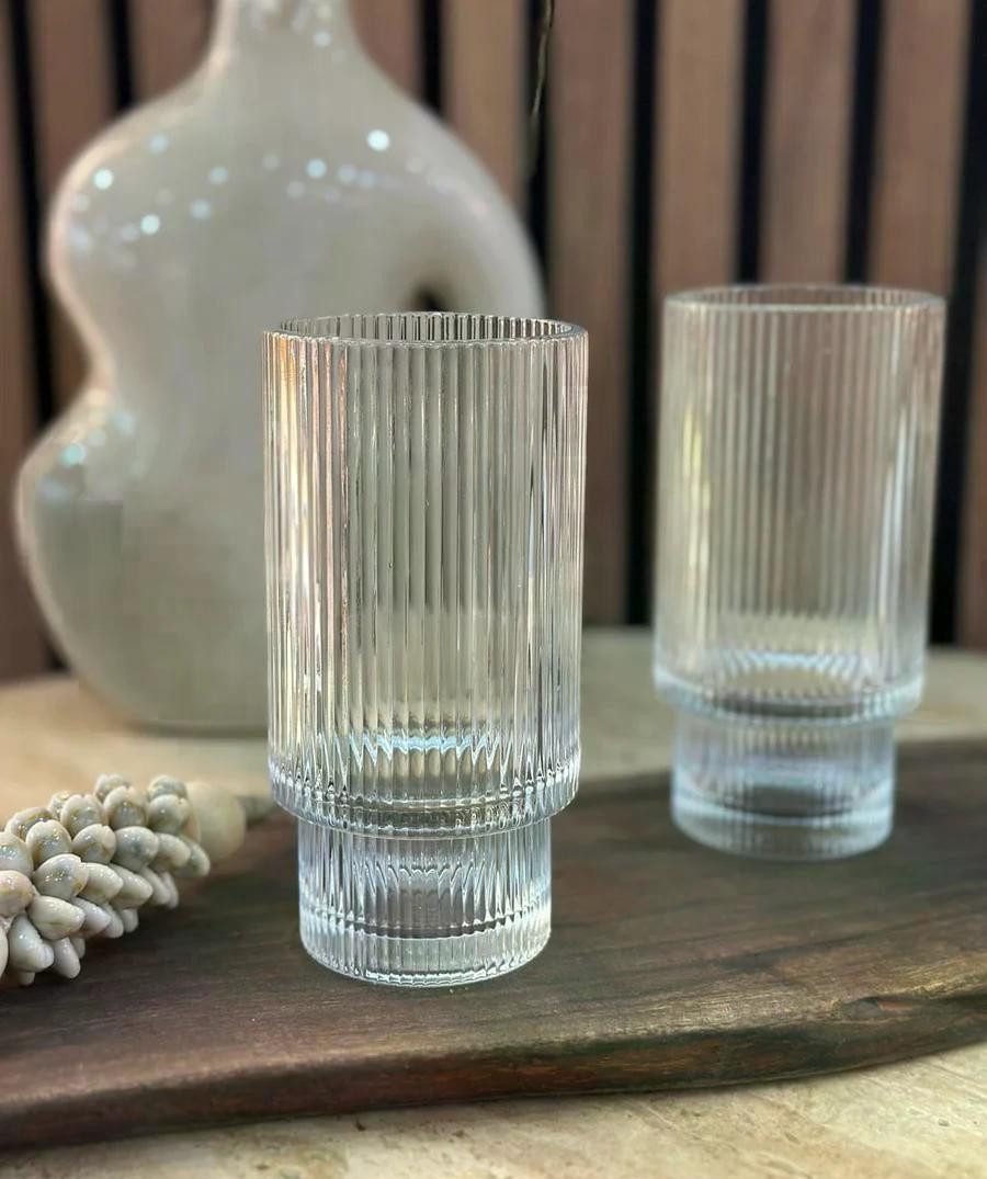EmirtexHome Glas Relief Longdrinkgläser 6er Set long, Glas