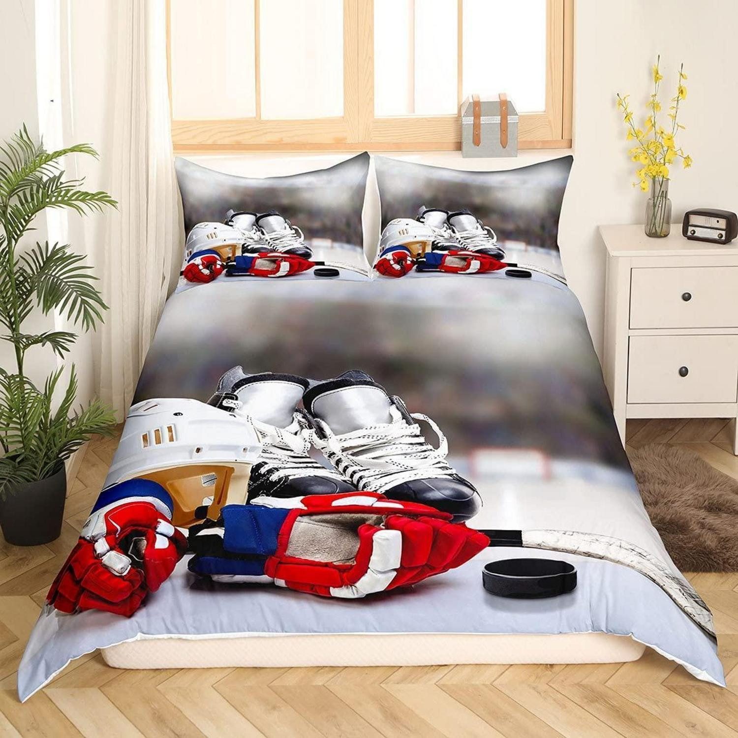 LuxusKollektion Jugendbettwäsche Eishockey Bettwäsche 135x200 2tlg