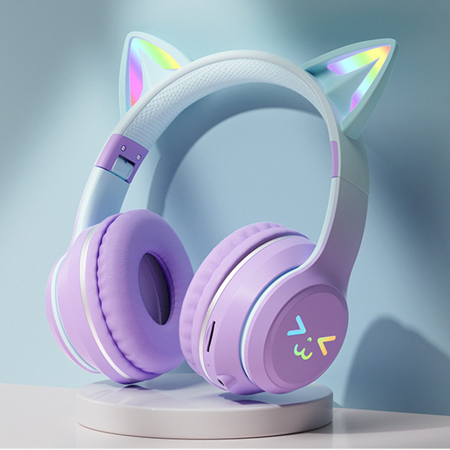 ANYSUN Bluetooth Kopfhörer,RGB-LED-Leuchten,Bluetooth 5.1,HiFi Sound, Over-Ear-Kopfhörer (Bluetooth, 60dB Rauschunterdrückung,Einstellbar,Kopfhörer Bluetooth für Reise)