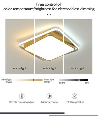 Daskoo Deckenleuchten 37W Quadrat LED Deckenlampe mit Fernbedienung Dimmbar Wohnzimmer, LED fest integriert, Warmweiß/Neutralweiß/Kaltweiß, LED Deckenleuchte