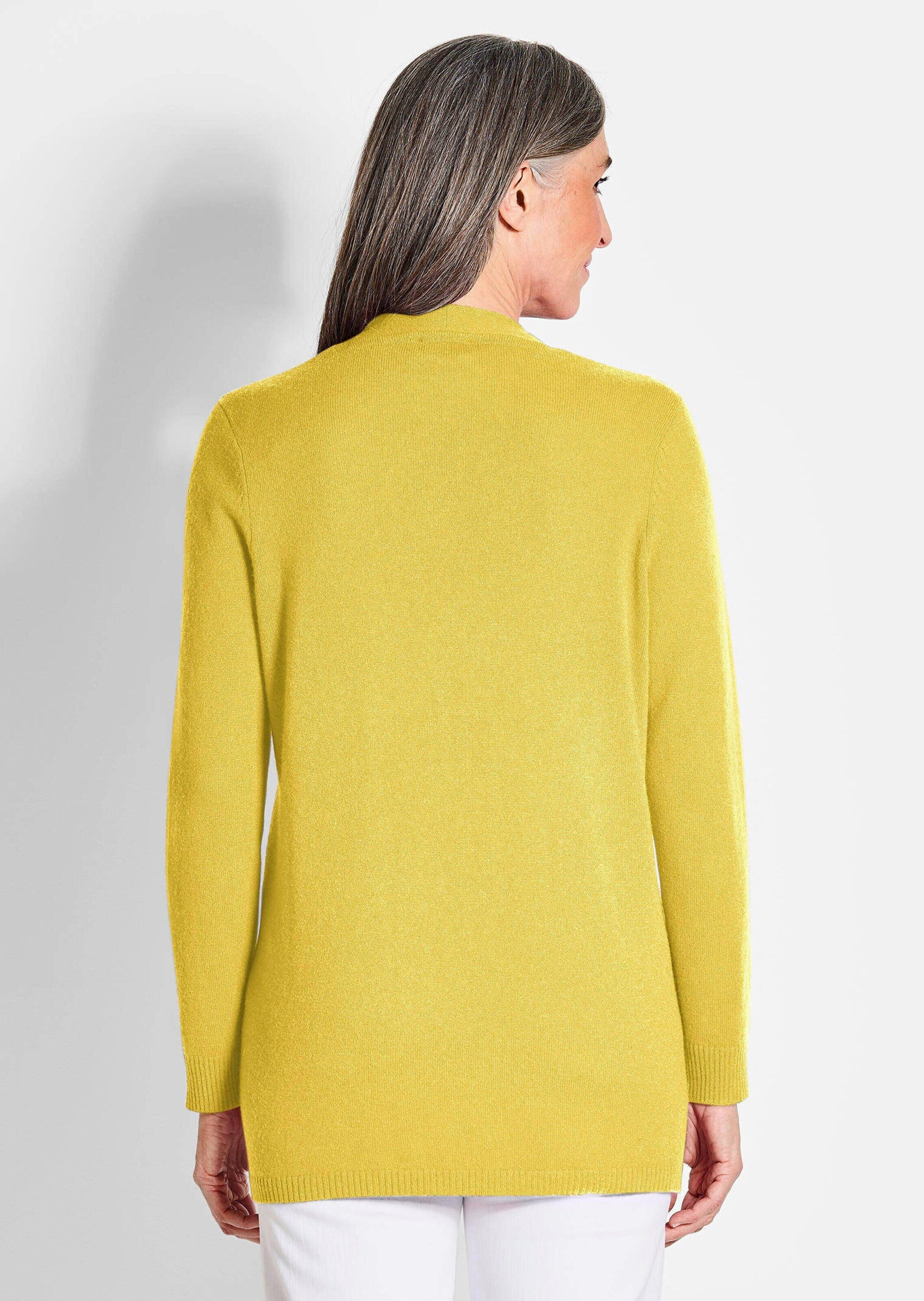 GOLDNER Strickjacke Langarm Feinstrick-Cardigan Damen Strickjacke aus reinem Kaschmir ohne Verschluss