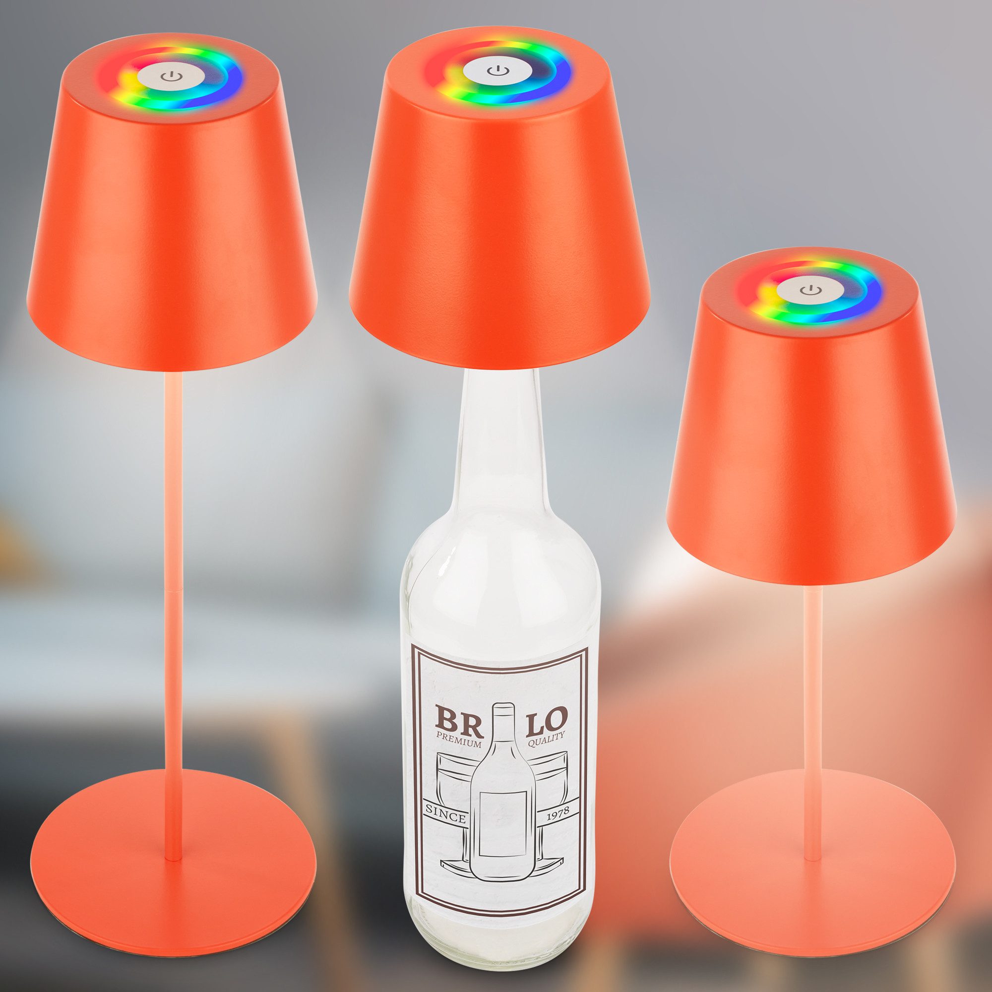 Briloner Leuchten LED Tischleuchte Akku Flaschenaufsatz Leuchte kabellos 3-in1 Indoor/Outdoor, LED fest integriert