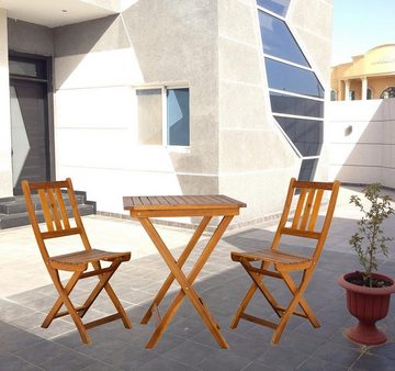 Mojawo Essgruppe Akazienholz Balkon-Set 3tlg. Bistroset Tisch 80x80cm + 2 Gartenstühle
