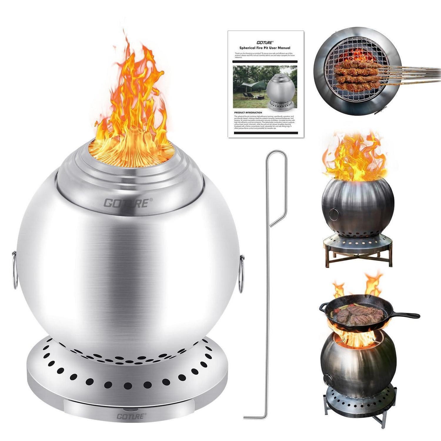 LuxusKollektion Tischfeuer Rauchfreie Feuerschale Kugelform 18x24cm Edelstahl (1-St)