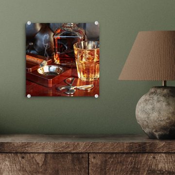 MuchoWow Acrylglasbild Whiskey - Flasche - Karaffe, (1 St), Glasbilder - Bilder auf Glas Wandbild - Foto auf Glas - Wanddekoration