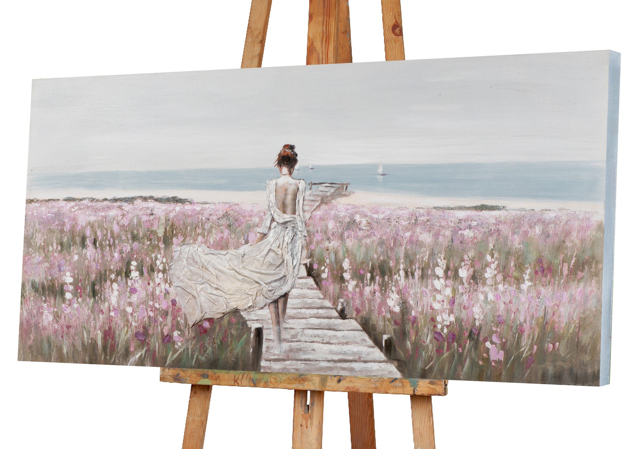 ArtUniverse Gemälde Schöne am Strand 70x140 cm, schöne Frau am Strand günstig online kaufen