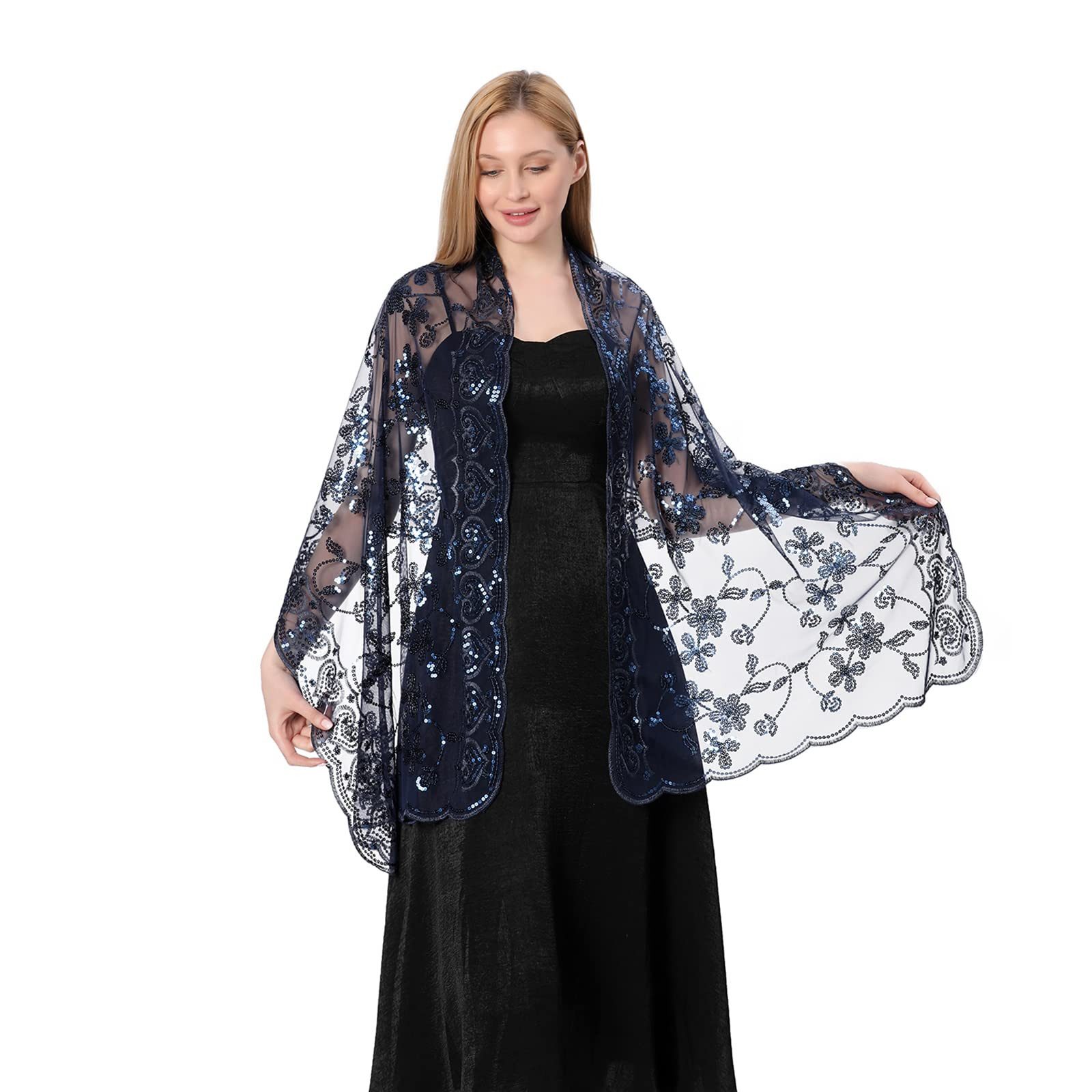 Zaewry Modeschal Schals und Tücher für Abendkleider – Elegante, transparente Damen, Jahre mit Blumenmuster, ideal für Hochzeiten