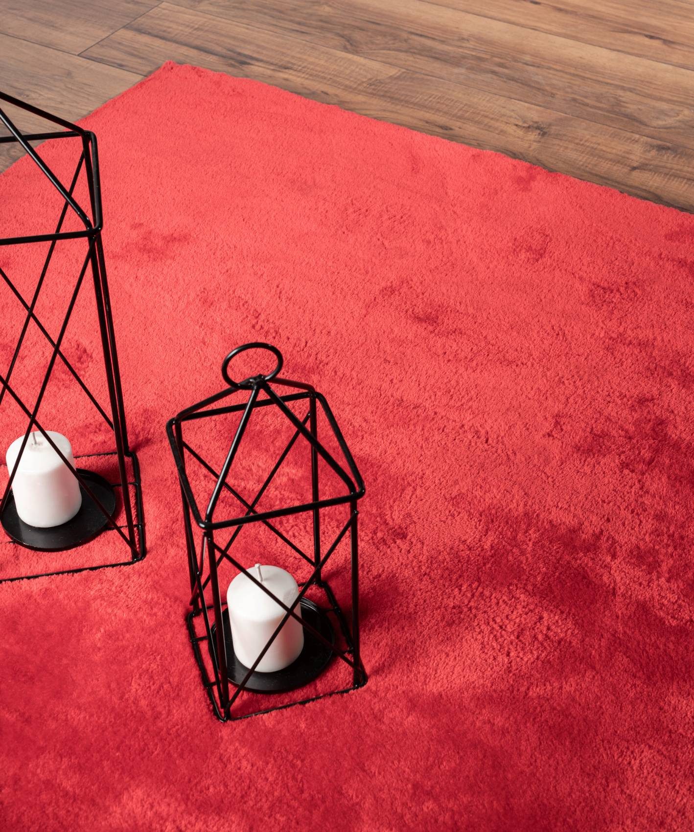 Floornovo Hochflor-Teppich Indoor Teppich Rot versch. Größen - rechteckig für alle Innenräume -, rechteckig, Trocken- und Feuchträume