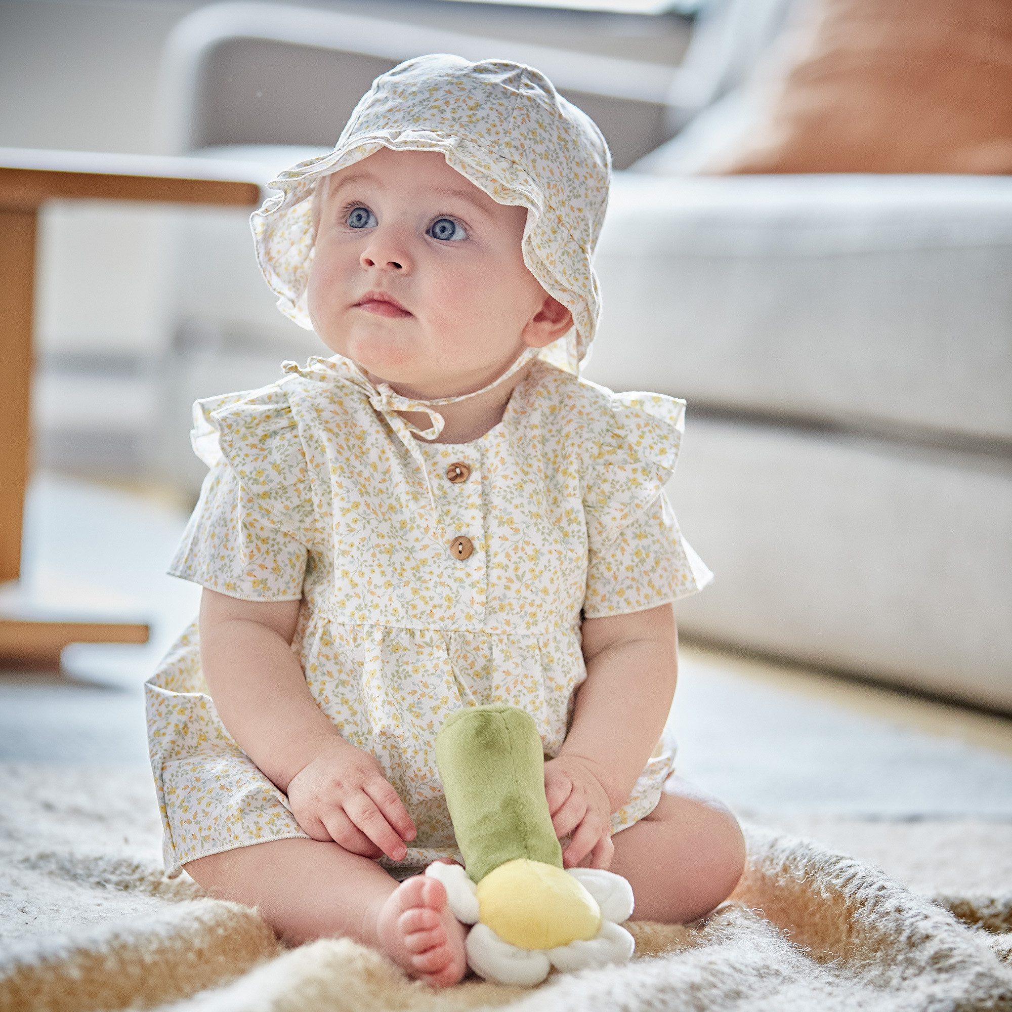 MAXIMO Sommerkleid BABY GIRL-Kleid, Blümchenstoff Rüschenärmel (1-tlg)