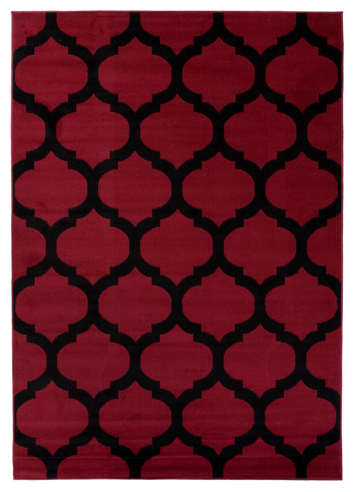 Designteppich Modern Teppich Geometrische Muster rot - Kurzflor, Mazovia, 70 x 140 cm, Geeignet für Fußbodenheizung, Höhe 7 mm, Kurzflor