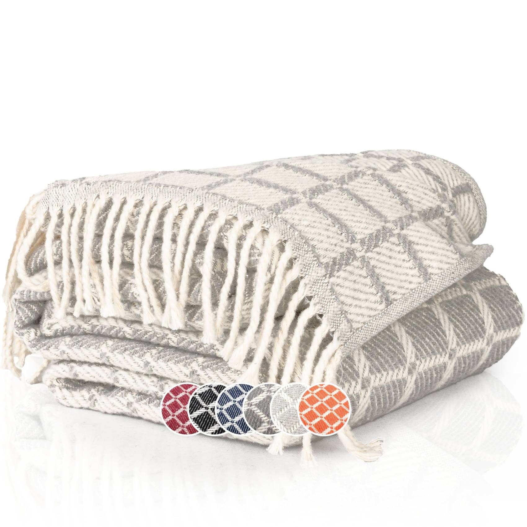 Plaid Kuscheldecke Tagesdecke hochwertige Reisedecke Wohndecke, ANRO, angenehm-weich Grau