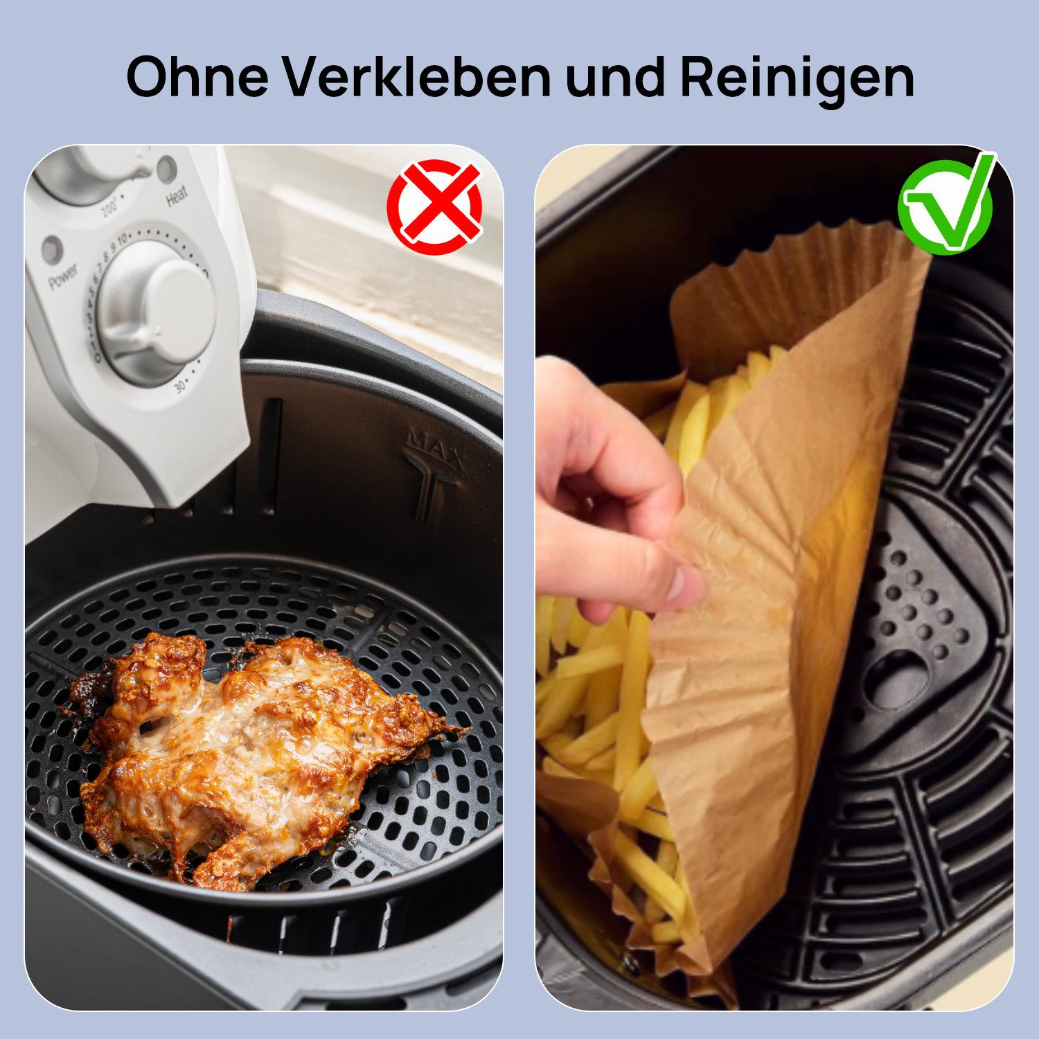 Smad Backpapier für Heißluftfritteuse,20*20*4,5cm,100/200/300St., Antihaft, wasser- und ölbeständig, für Airfryer, Ofen, Mikrowelle – Bild 3 von 5