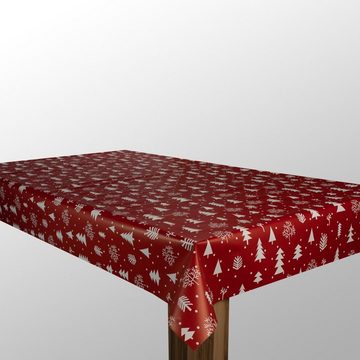 laro Tischdecke Wachstuch-Tischdecken Weihnachten Tannenbaum Rot Weiß rechteckig