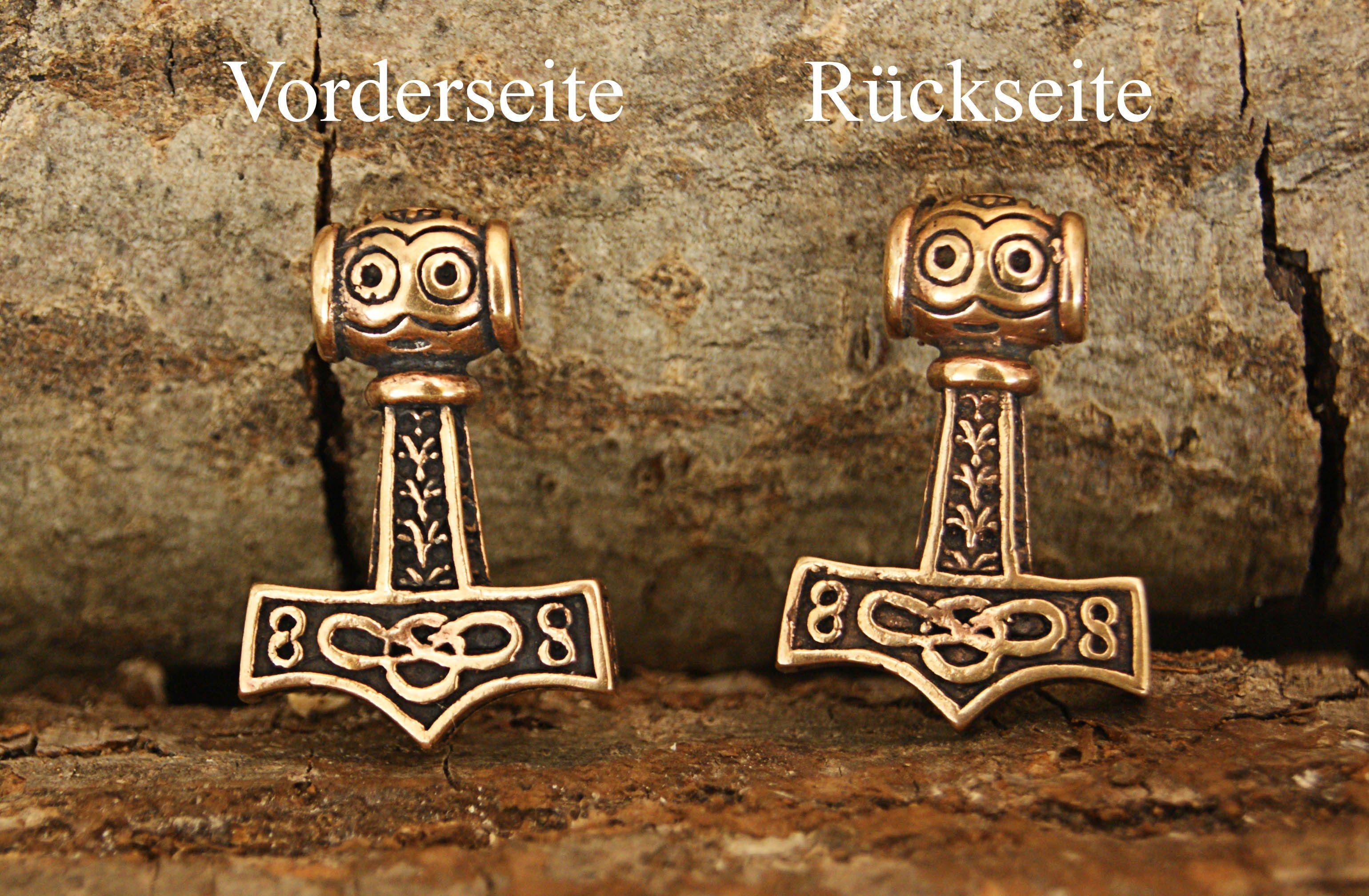 Leather Bronze Nr. Thorshammer Thorhammer Kettenanhänger 77 of Anhänger Augen Wikinger Mjölnir Nordisch Kiss