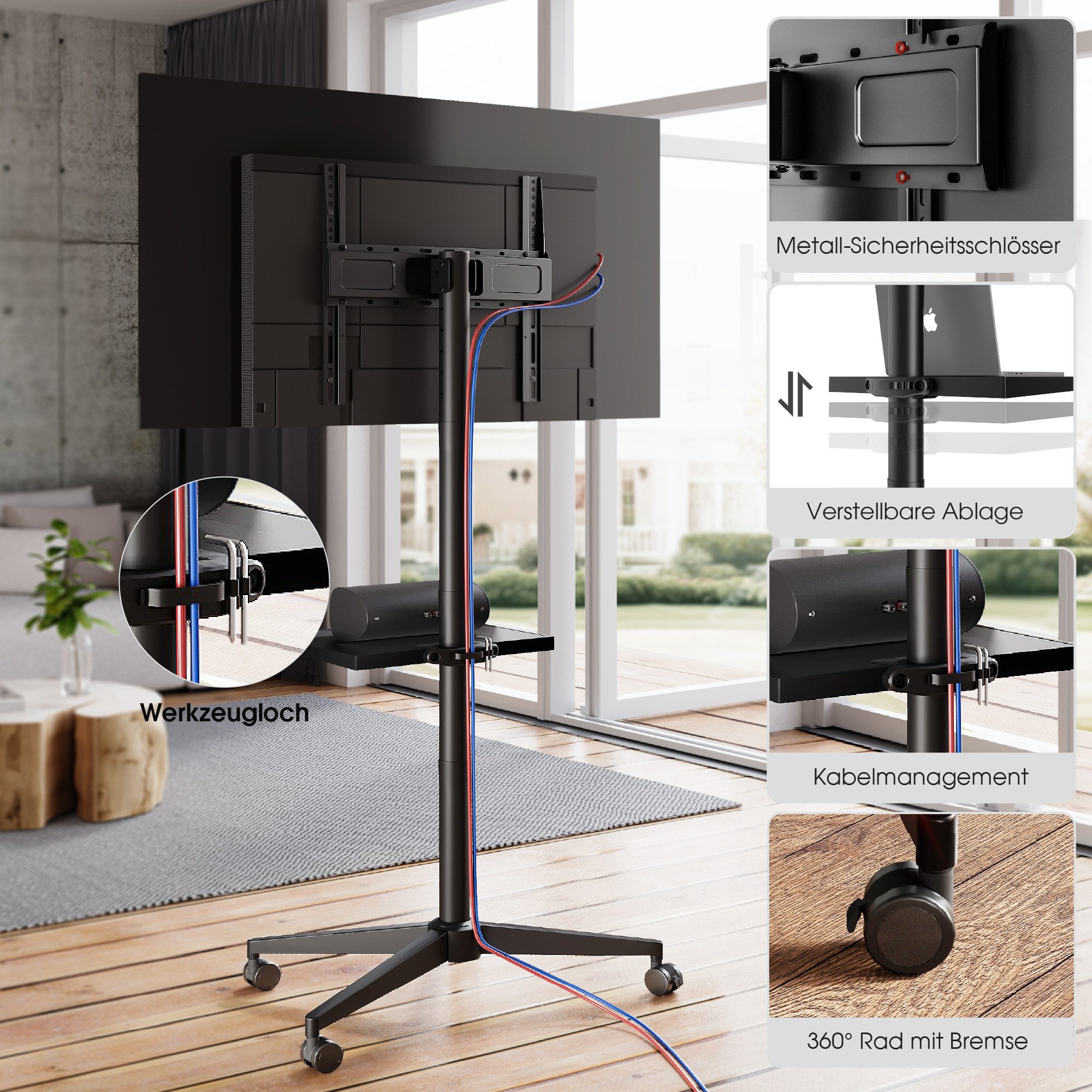 AOKCOS TV-Ständer, (bis 65 Zoll, Einfache Montage)