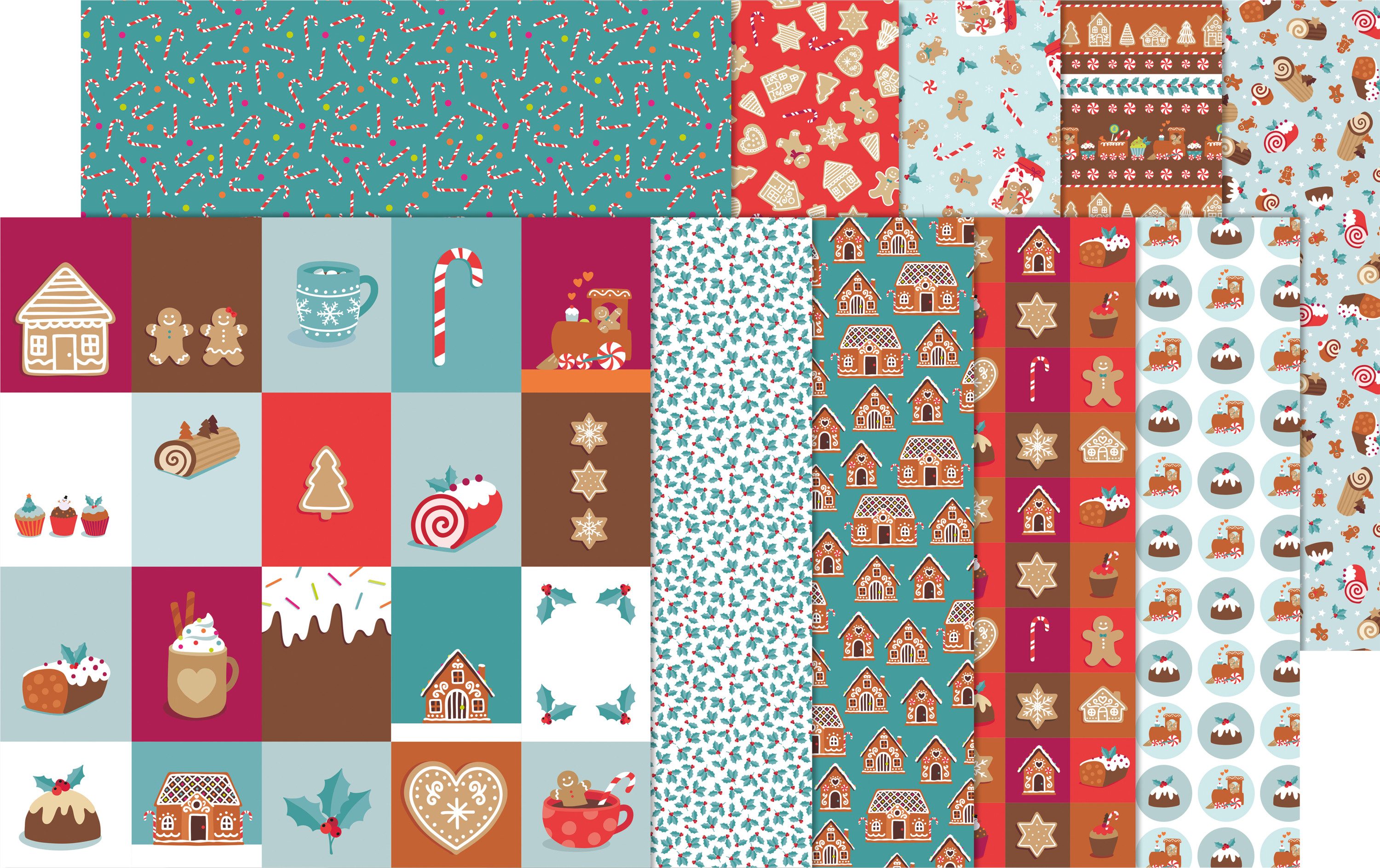 Artemio Motivpapier Christmas Bakery, einseitig bedruckt, 10 Bögen, Papier-Sets
