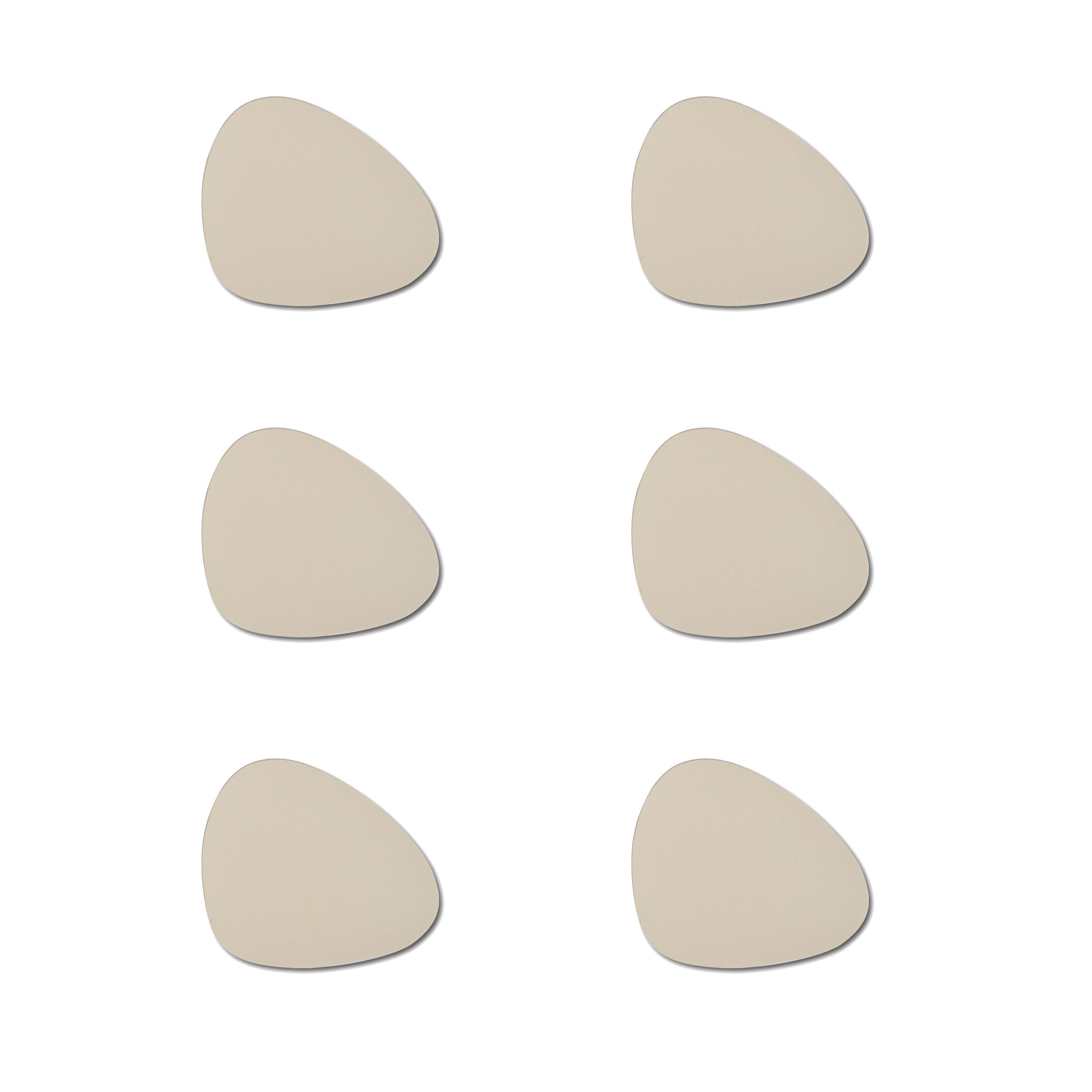 Basera® Glasuntersetzer 6er-Glasuntersetzer-Set Kunstleder gebogen, 6-tlg., creme, 12 x 10 cm