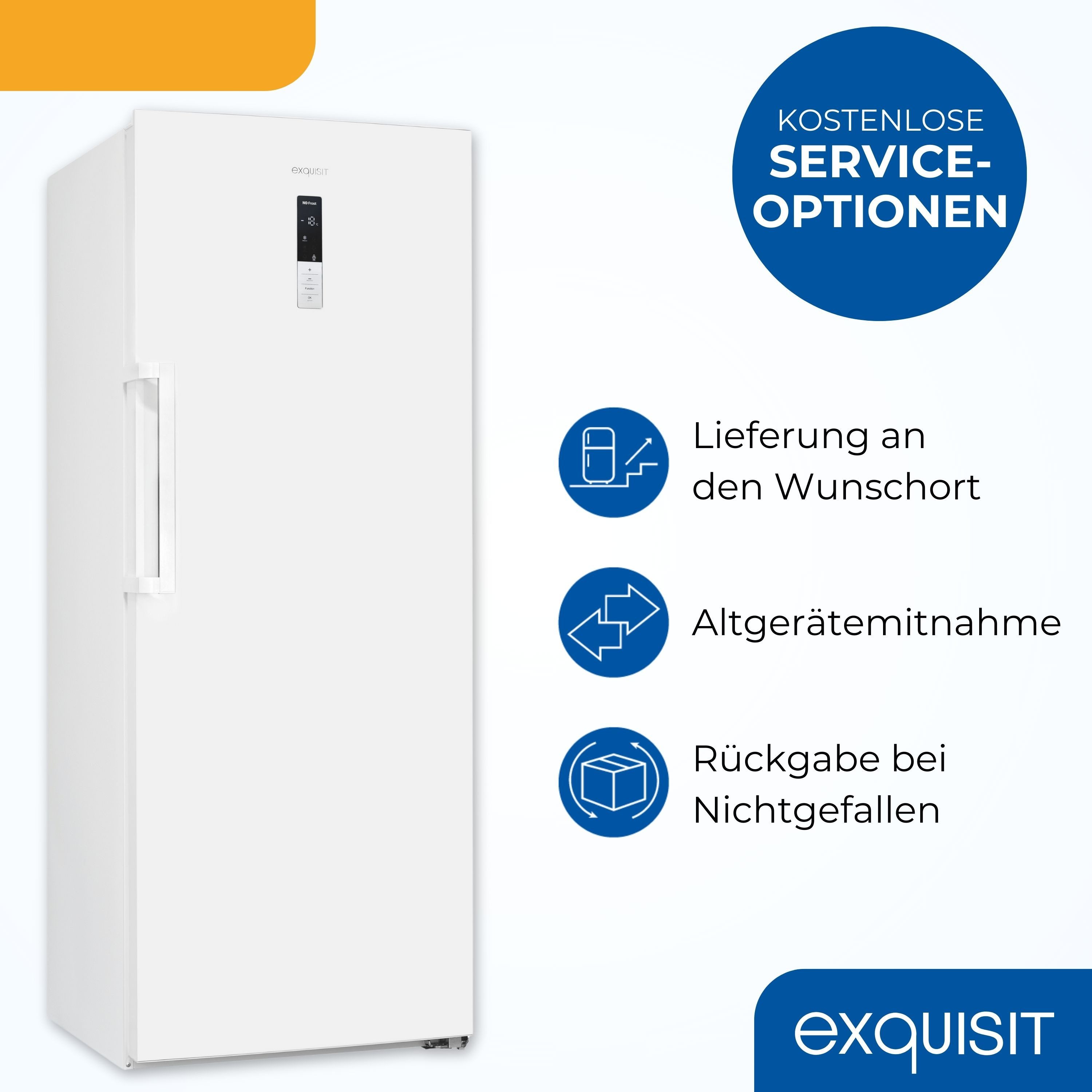 exquisit Gefrierschrank GS5380-NF-H-050D, 1855 cm hoch, 710 cm breit, NoFrost, 4-Sterne-Gefrieren, Alarm, Schnellkühlen, Schnellgefrieren – Bild 5 von 5