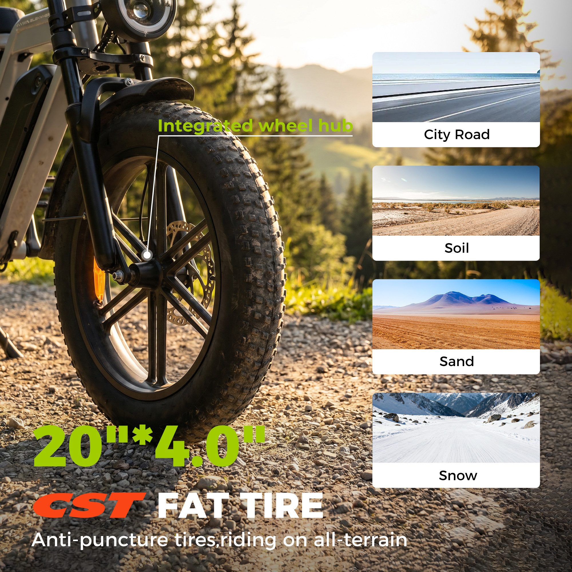 Vankel E-Bike E7-2.0 Elektrofahrrad 20” x 4 Damen u. Herren Pedelec 720Wh Max.108KM, Kettenschaltung, Heckmotor, 720 Wh, Pedelec, Elektrofahrrad E-Mountainbike  – Bild 5 von 5