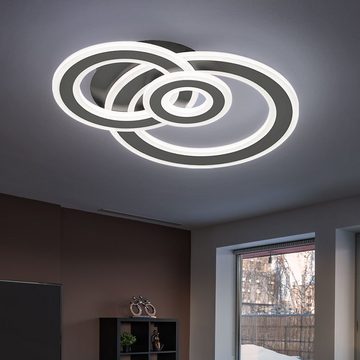 etc-shop LED Deckenleuchte, LED-Leuchtmittel fest verbaut, Warmweiß, Deckenlampe dunkelgrau Deckenleuchte Wohnzimmer LED