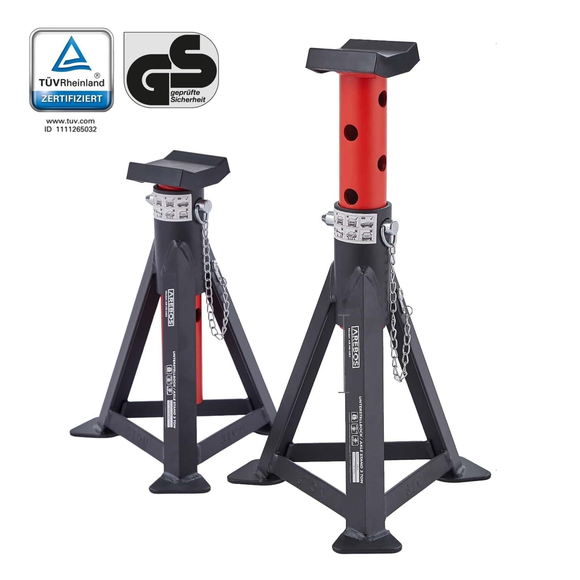 Arebos Unterstellbock Wagenheber Autoheber 3T mit Sicherungssplint und Gummiauflagen, 6000 kg max. Belastbarkeit, (2er Set, 4-St)