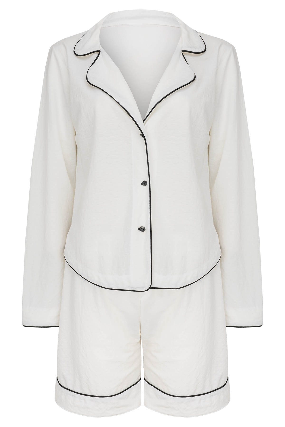 Mademoiselle Sommeil Shorty Pyjama aus EcoVero™ Viskose in Weiß mit schwarz günstig online kaufen