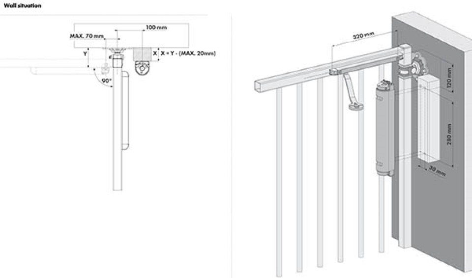 LOCINOX Torschließer Hydraulischer Torschließer VERTICLOSE-2-WALL, mit hydraulischer Schließung