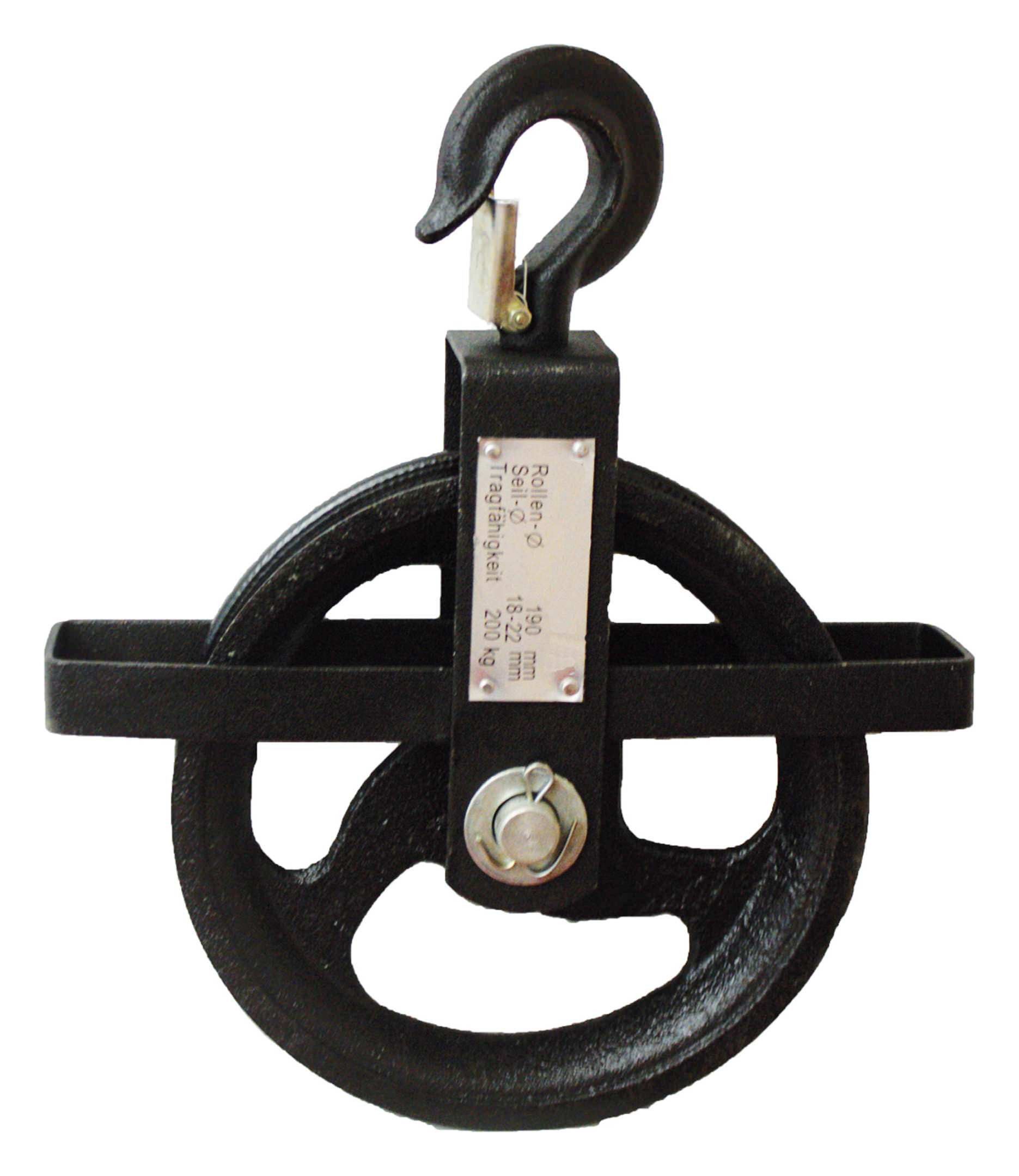 HDP Seilzug, Seilrad 190 mm 200 kg für Seile von 18 - 22 mm