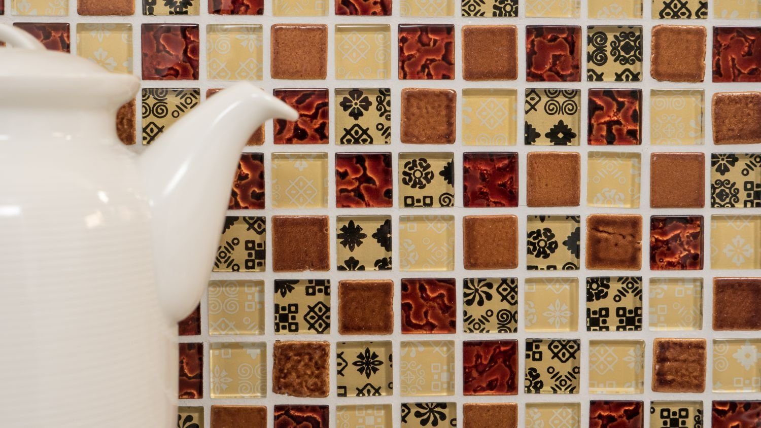 beige Resin Kunststein Mosaikfliesen Mosaikfliese Glasmosaik Mosani Rustikal