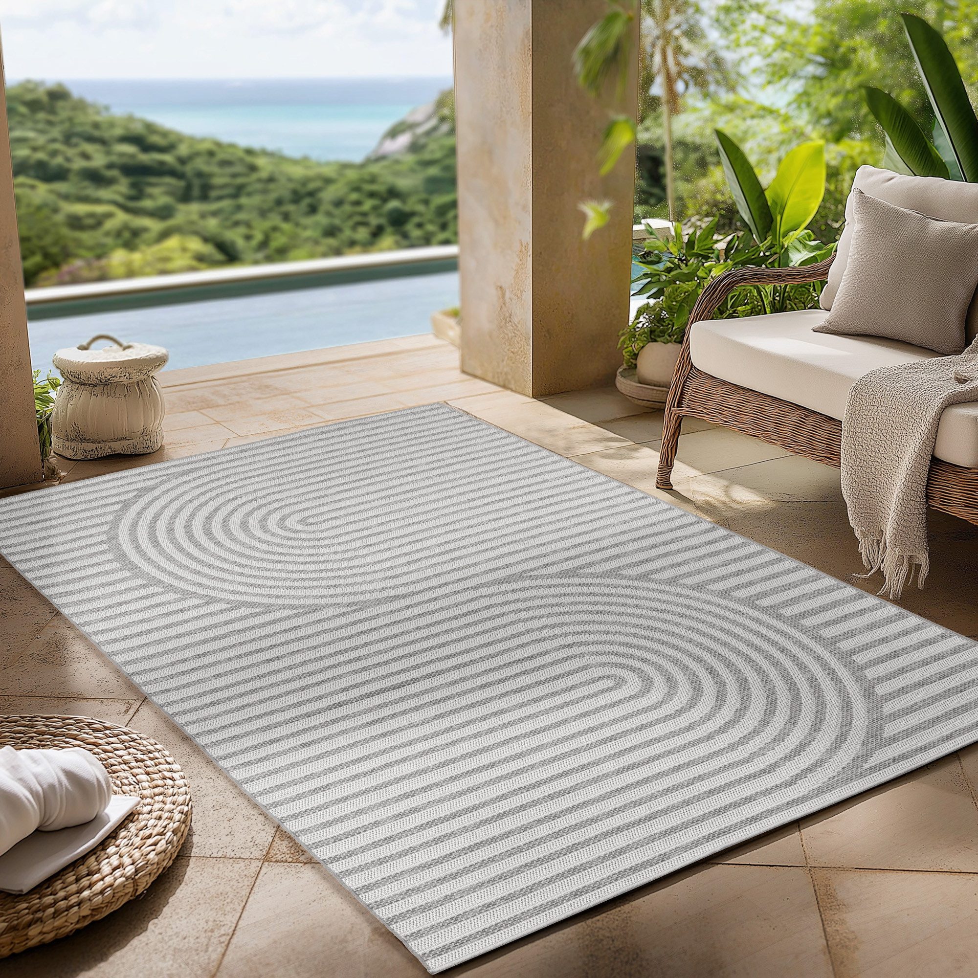 Carpettex Outdoorteppich Boho Design, Läufer, Höhe: 5 mm, Outdoor Teppich Wetterfest Modern Design Wohnzimmer Küchen Terrasse