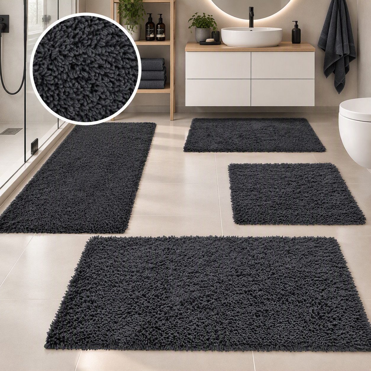 OTTO home Badematte Xennia, Badvorleger, Badezimmer Teppich, Duschvorleger, Höhe 28 mm, rutschhemmend beschichtet, schnell trocknend, Baumwolle, rechteckig, Badteppich, Uni Farben, vielseitig kombinierbar von OTTO home
