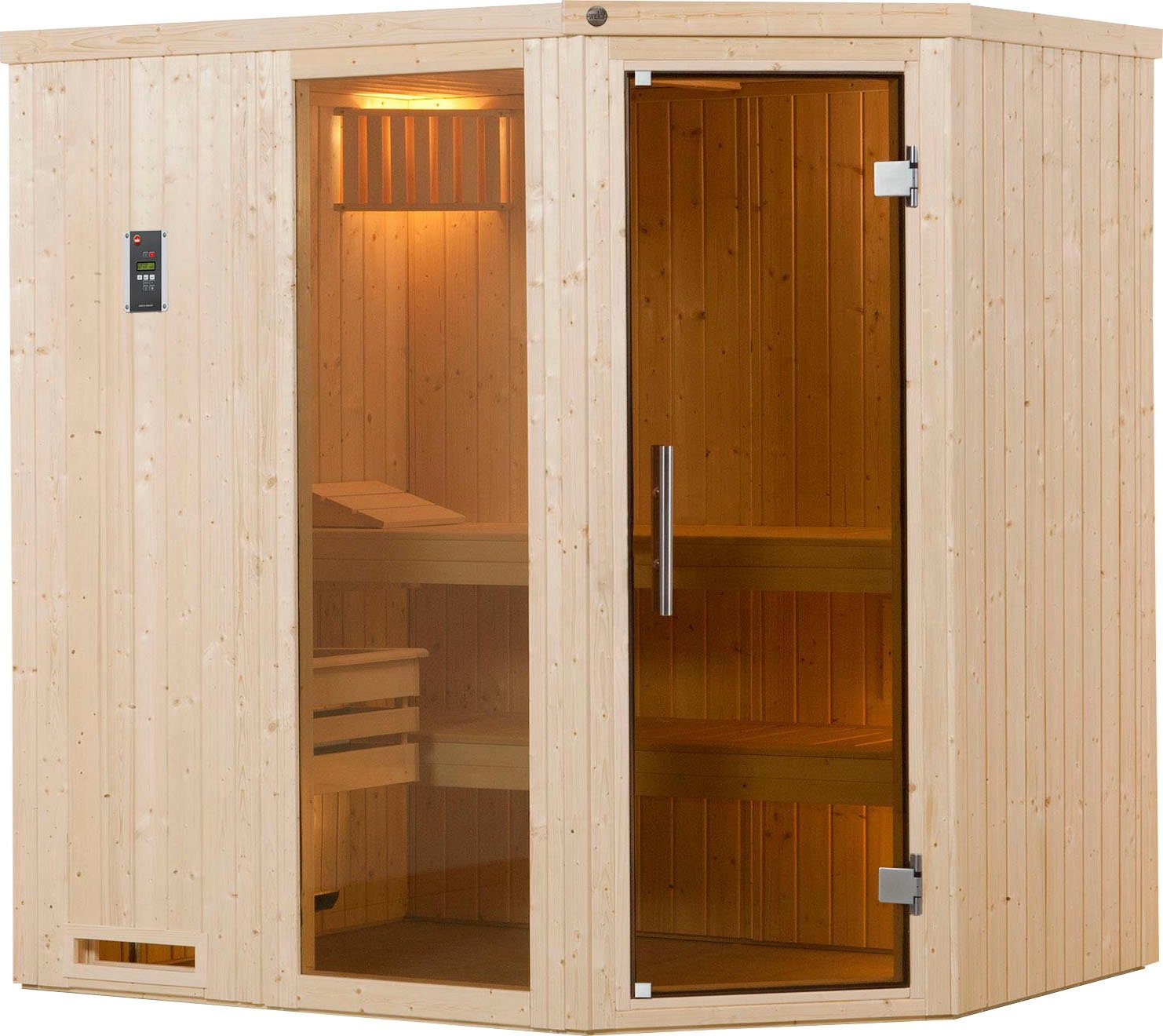 weka Sauna Varberg, BxTxH: 194 x 144 x 199 cm, 68 mm, (Set) 7,5 kW Bio-Ofen mit digitaler Steuerung