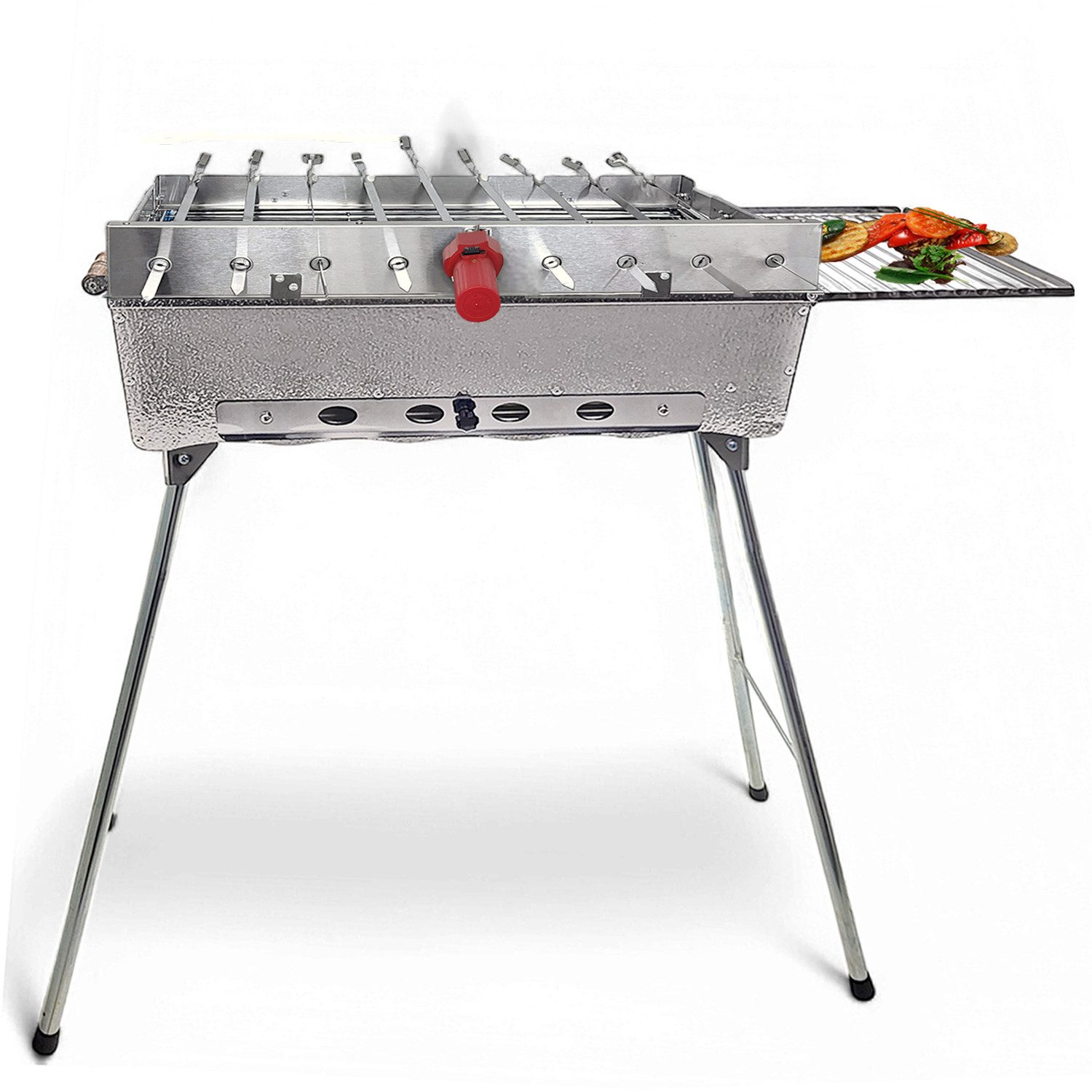 Grillpeter Holzkohlegrill Mangal Astana Deluxe mit 9er Spießdreher Grillmotor USB und Powerbank