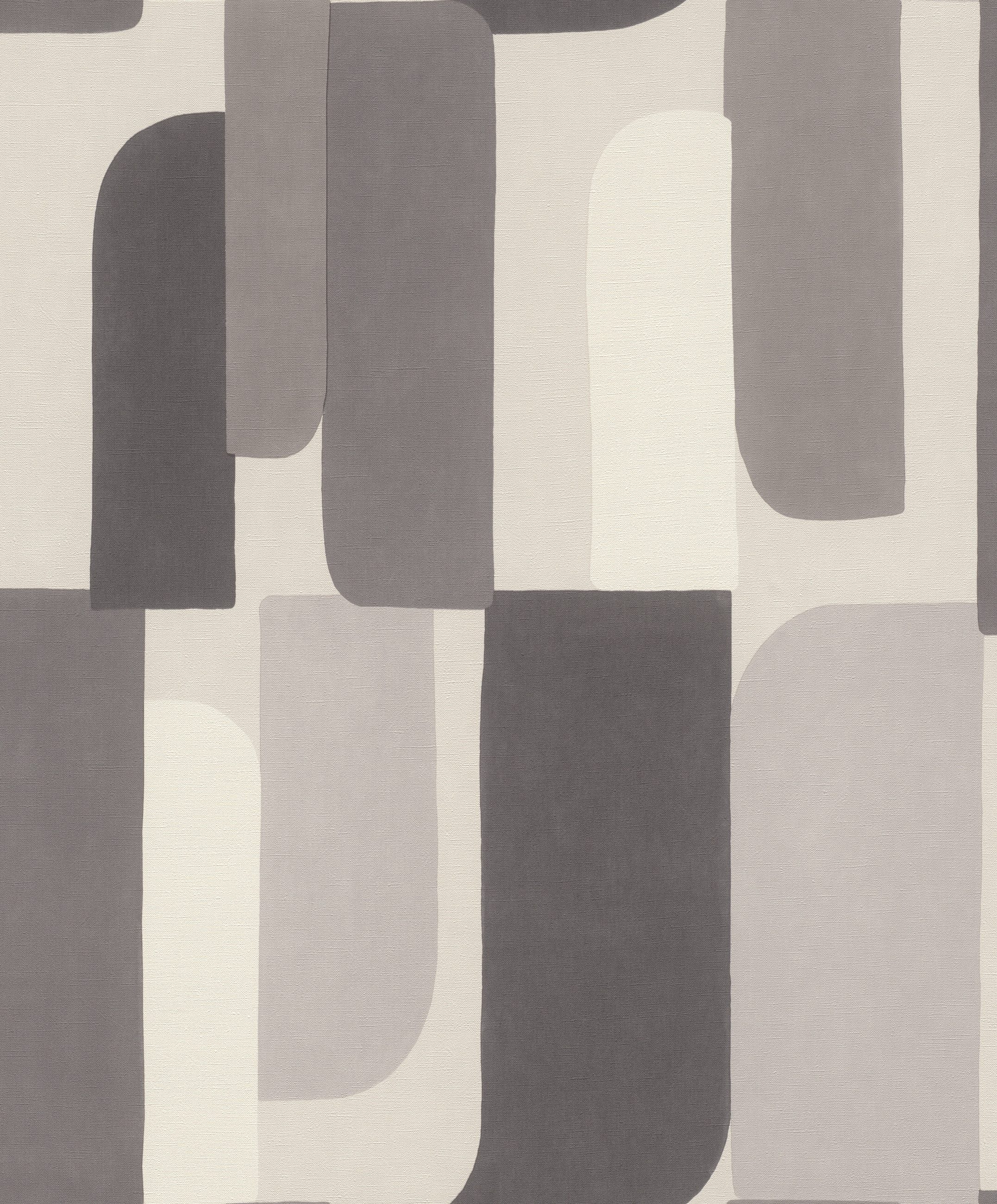 Rasch Vliestapete Geometrische Retro-Formen - Vinyltapete Grau, matt, grafisch, Textiloptik, (1 Rolle, 1 St., Kollektion 'Paraiso' - 10,05 m x 0,53 m), Lichtbeständige Farben - Feucht abwischbar - Restlost abziehbar