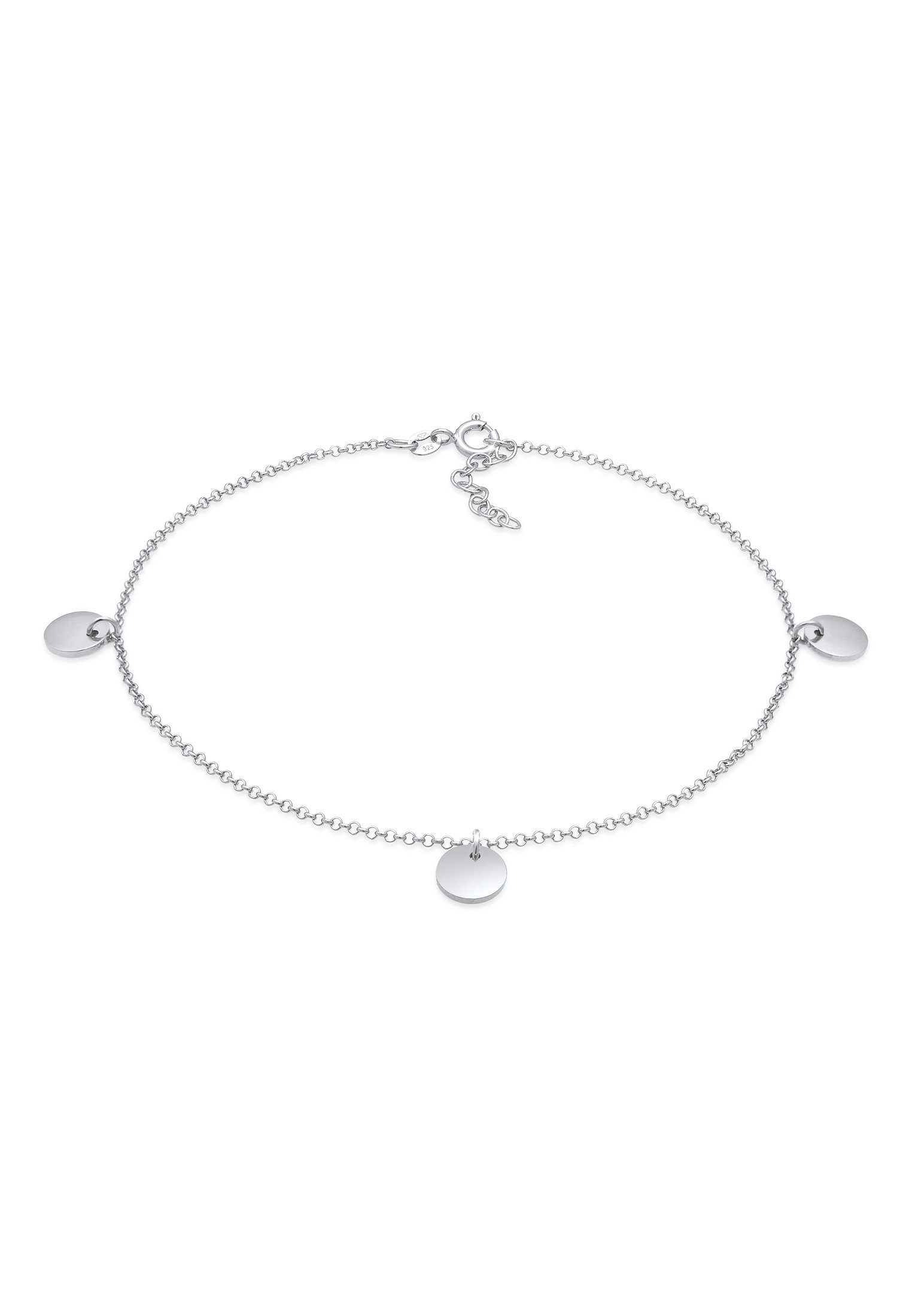 Elli Fußkette Plättchen Boho 925 Silber, Kreis Style