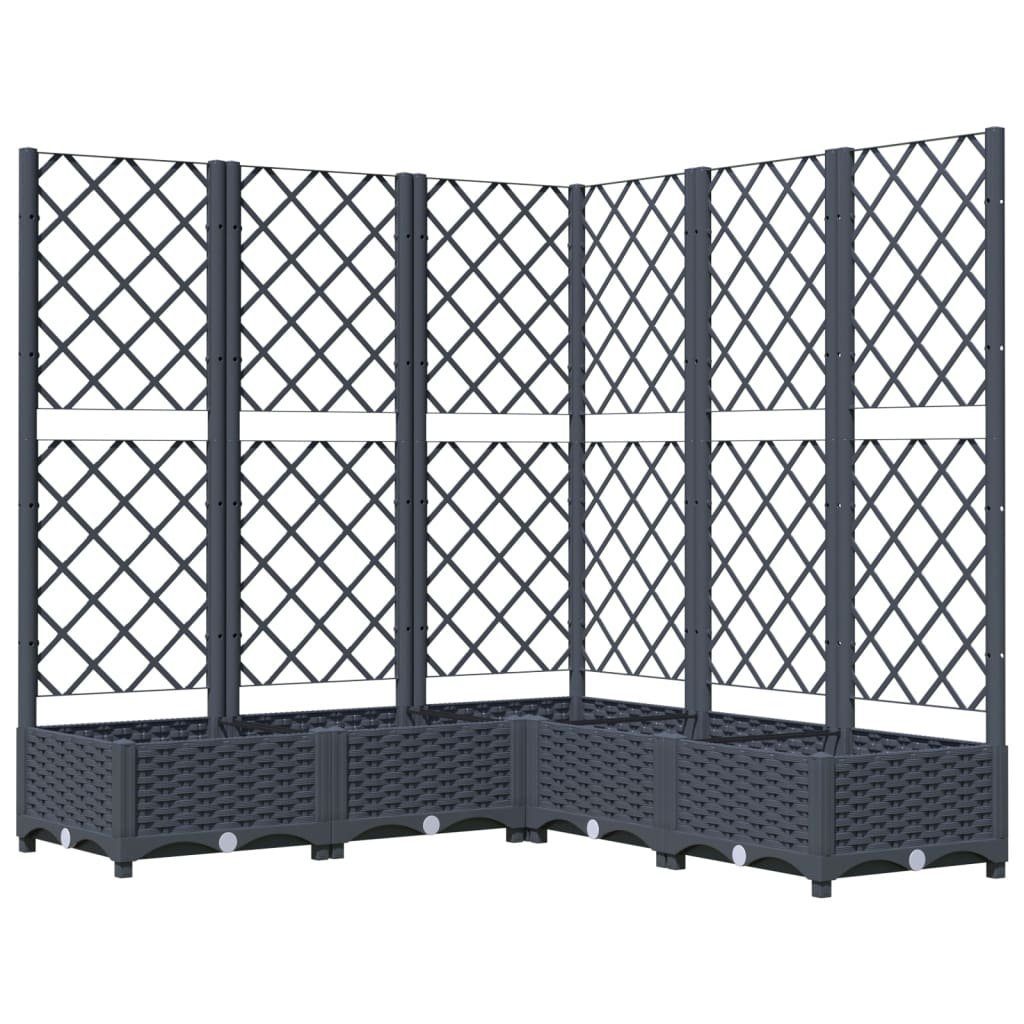 vidaXL Blumenkasten 120 x 120 x 1215 cm Pflanzkübel mit Spalier Dunkelgrau 120x120x121,5 c
