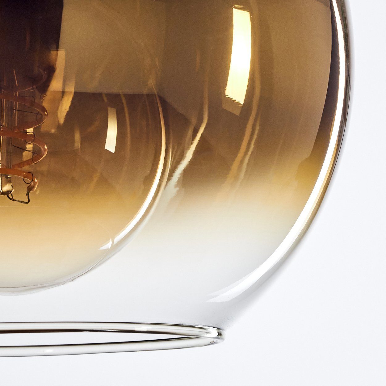 Metall/Glas ohne Design Schirmen Hängelampe (20cm), Vintage/Retro Leuchte »Cesaro« 3xE27 Leuchtmittel, Hängeleuchte aus Schwarz/Goldfarben/Klar, in Glas hofstein mit im aus