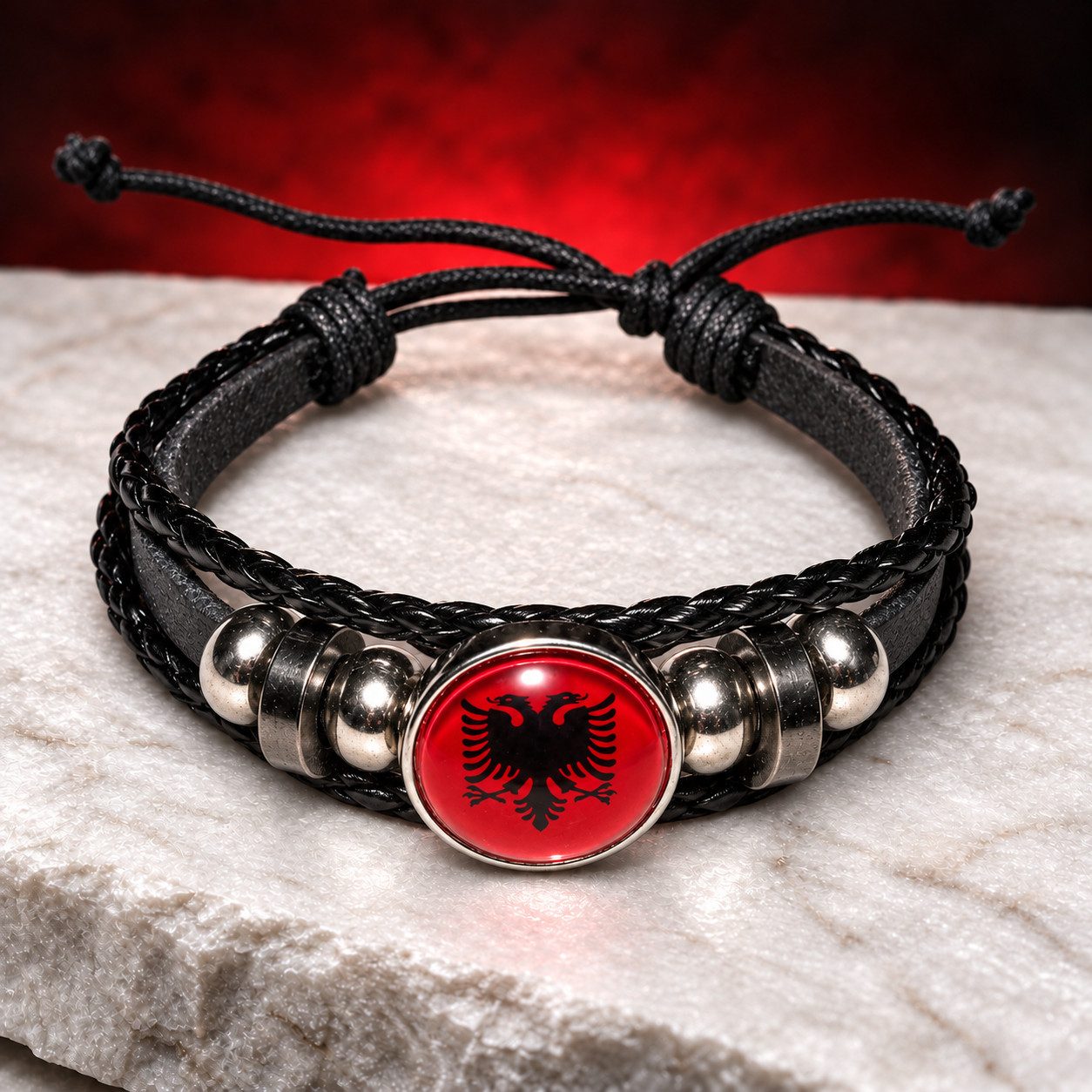 Stelby Armband mit Gravur Albanien Armband 3D Gravur im Glas