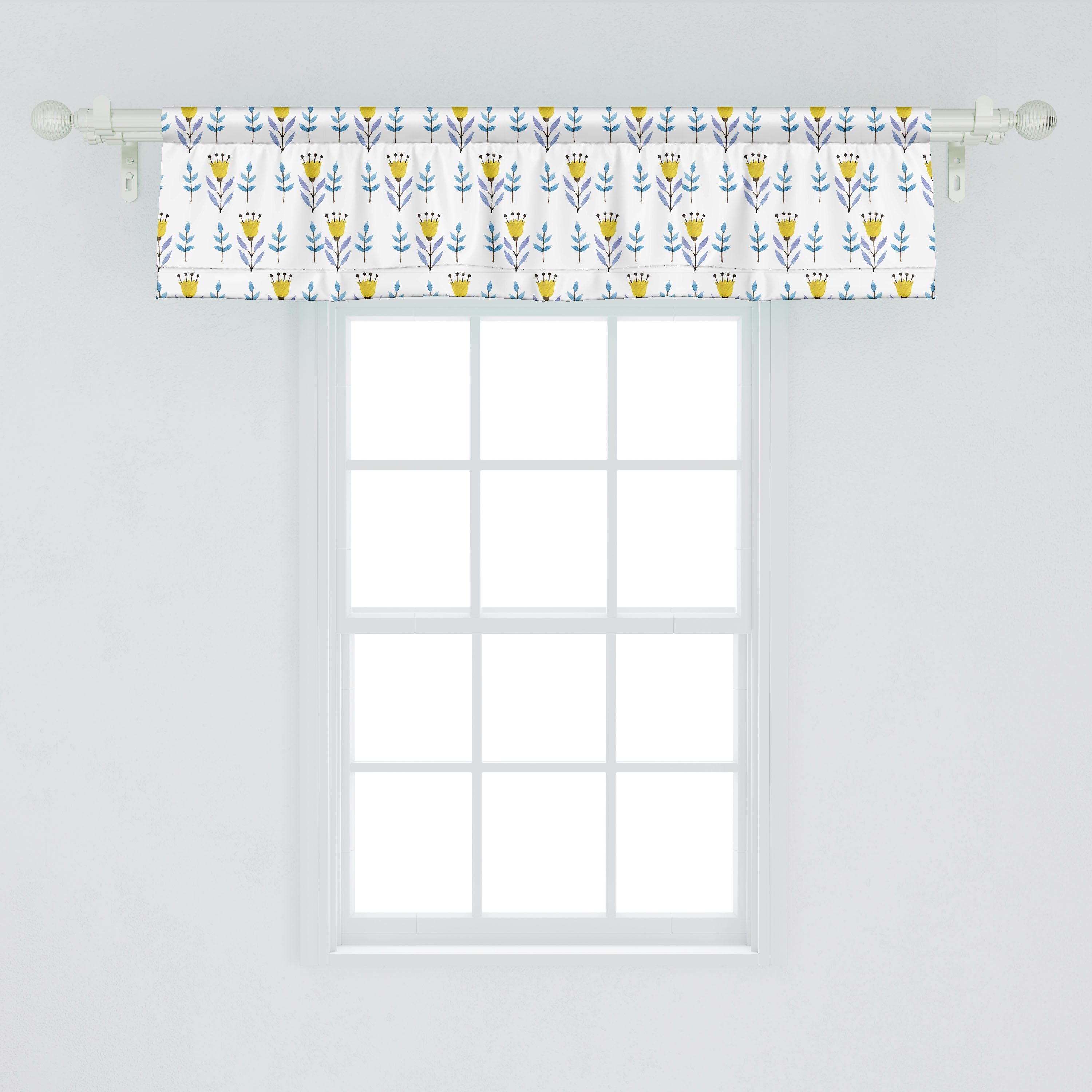Scheibengardine Vorhang Volant Petunia Schlafzimmer Frisches für Microfaser, mit Stangentasche, Blume Abakuhaus, Küche Wachstum Dekor