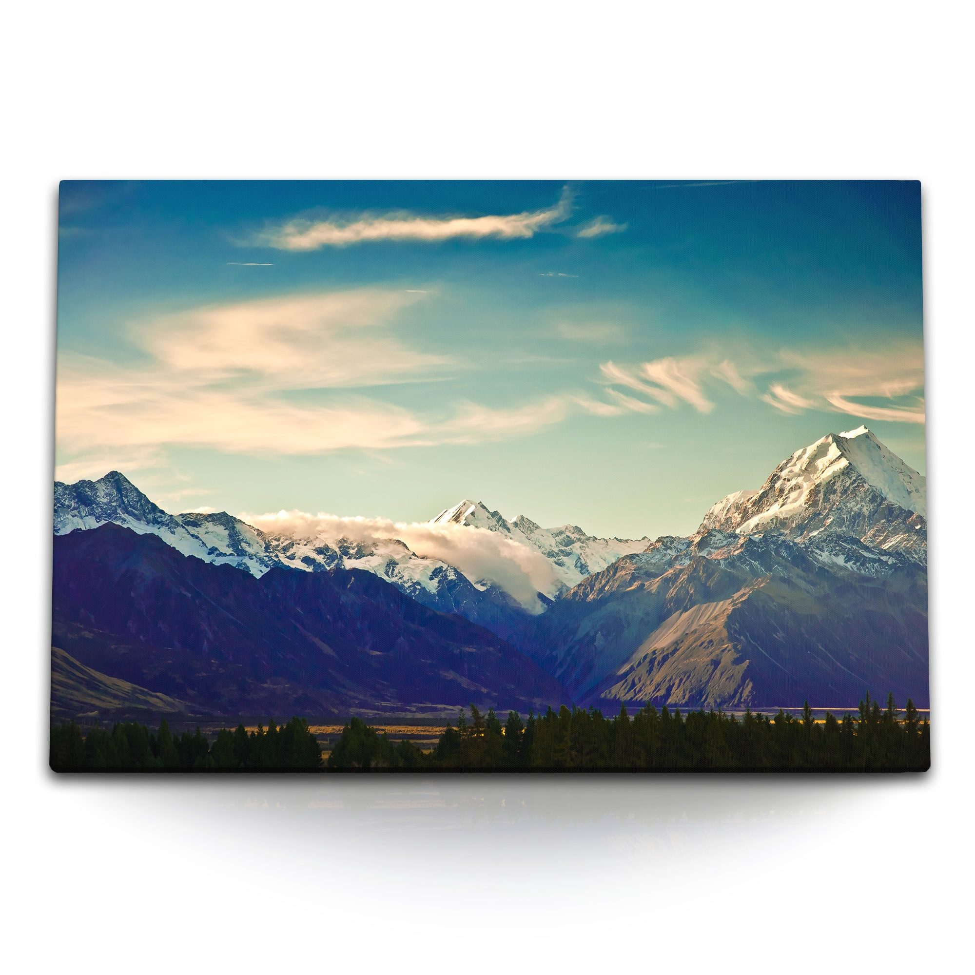 Leinwandbild 120x80cm Wandbild auf Leinwand Neuseeland Gebirge Berge Natur Landscha