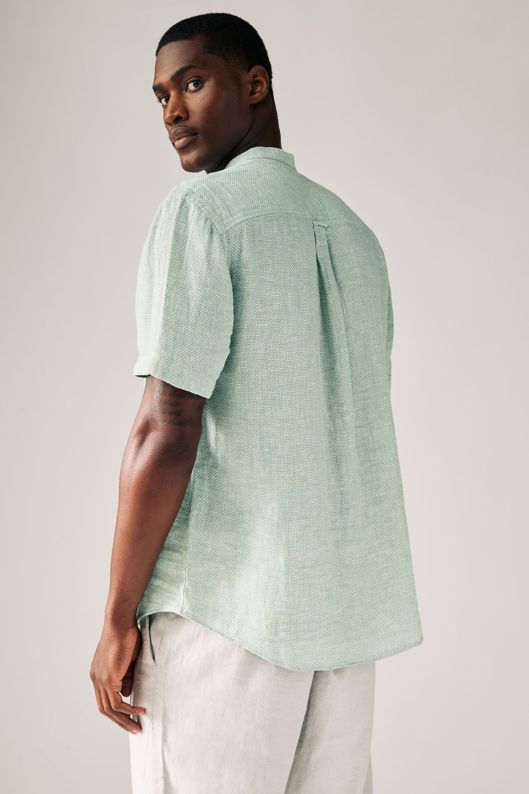 Next Kurzarmhemd Kurzarmhemd aus Baumwolle und Leinen (1-tlg) günstig online kaufen