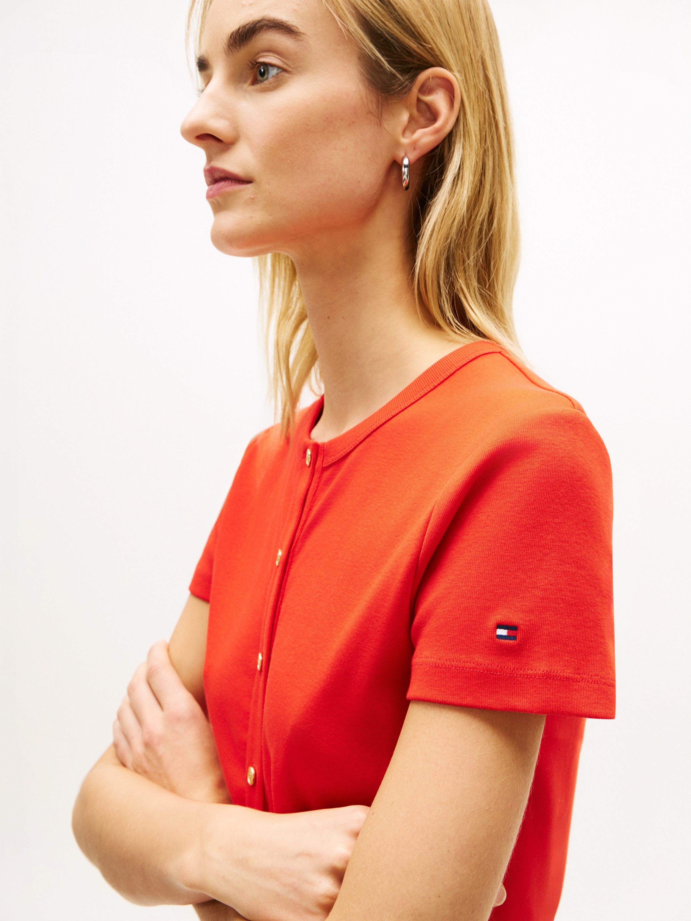 Tommy Hilfiger Kurzarmshirt GOLD BUTTON SLIM SS TEE günstig online kaufen