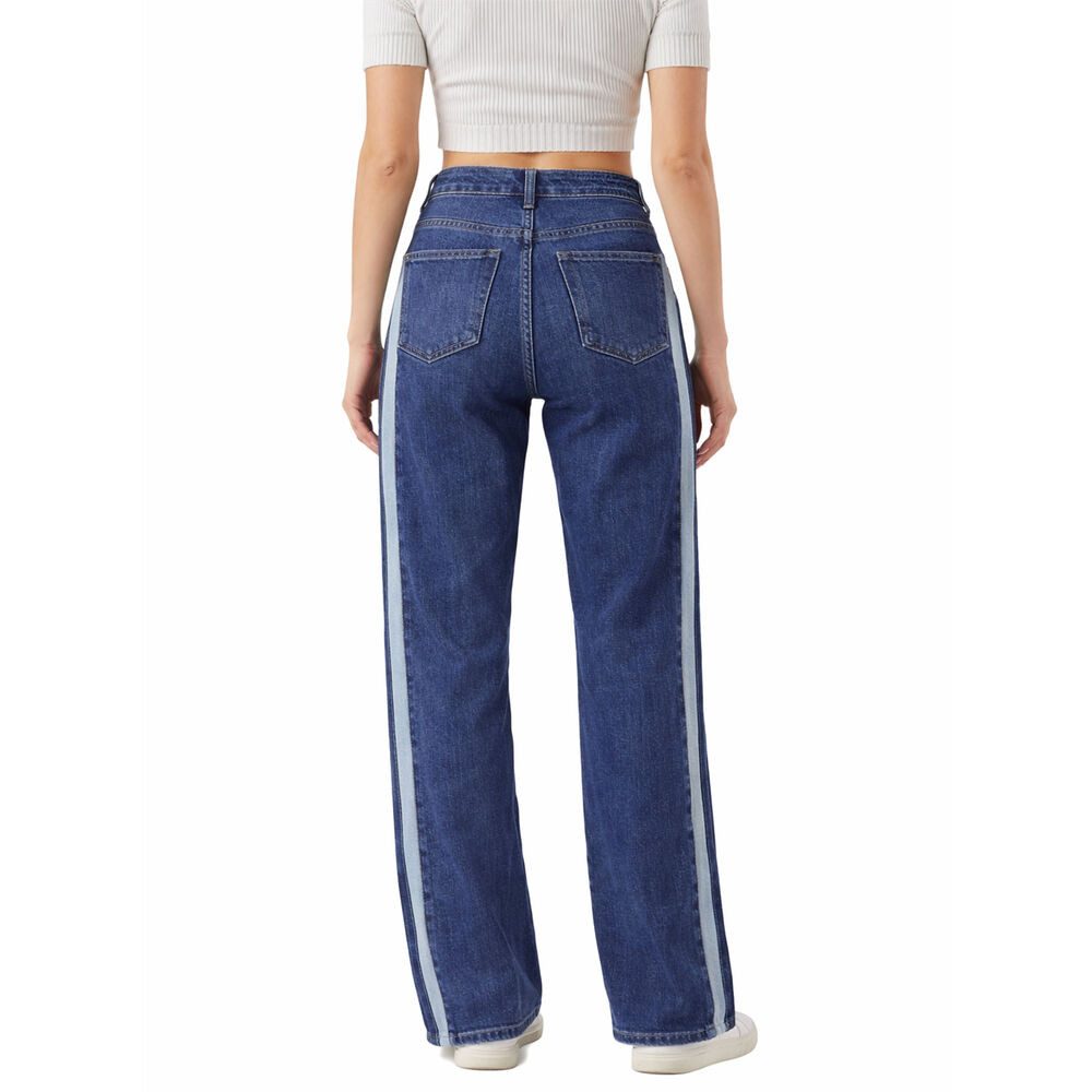 Ital-Design Dad-Jeans Damen Freizeit (91279878) Used-Look Stretch High Waist Jeans in Blau – Bild 3 von 5