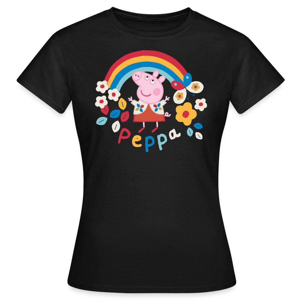 Spreadshirt T-Shirt Peppa Wutz Regenbogen Rainbow günstig online kaufen