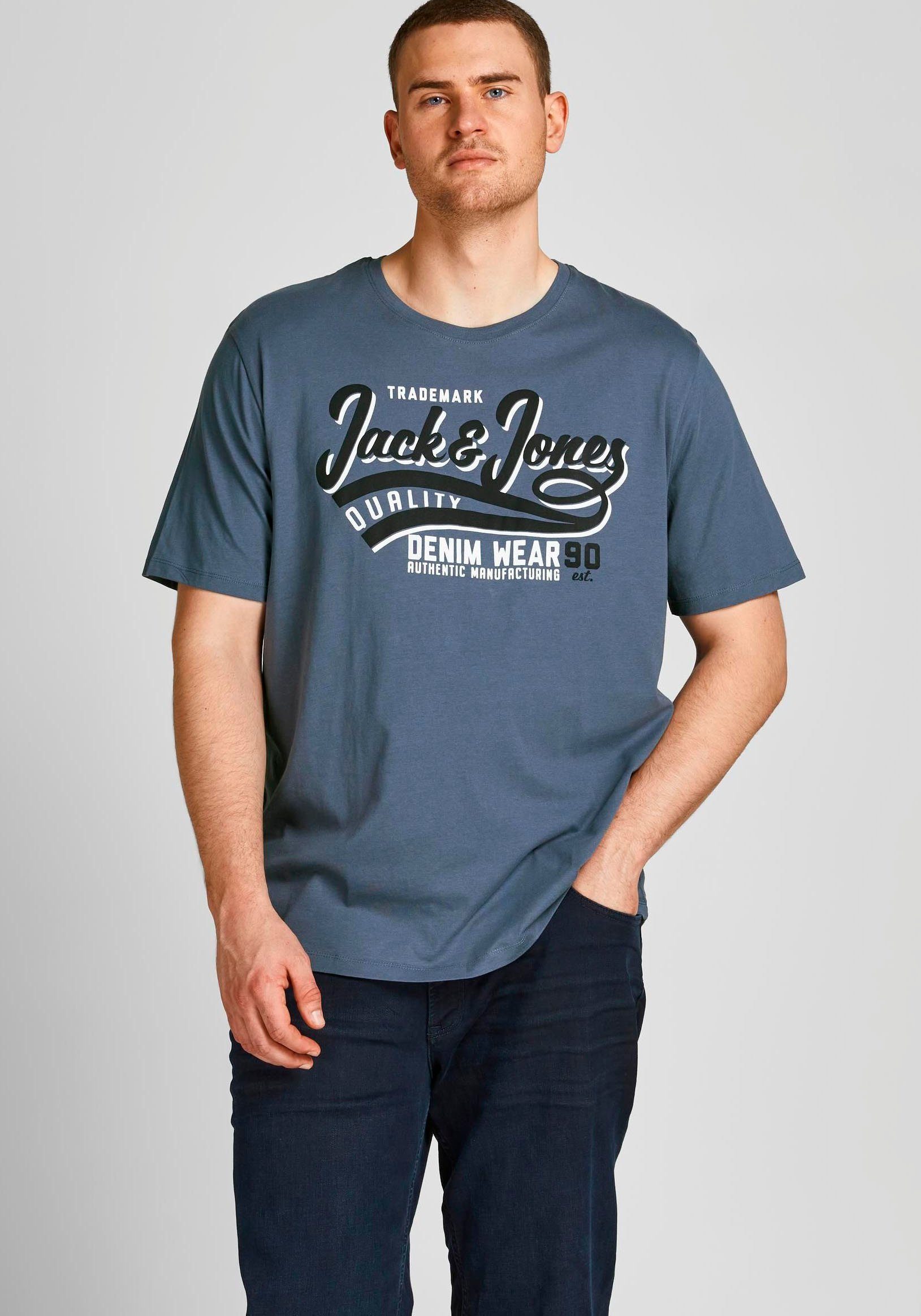 Jack & Jones PlusSize T-Shirt LOGO TEE Bis Größe 6XL dunkelgrau-blau