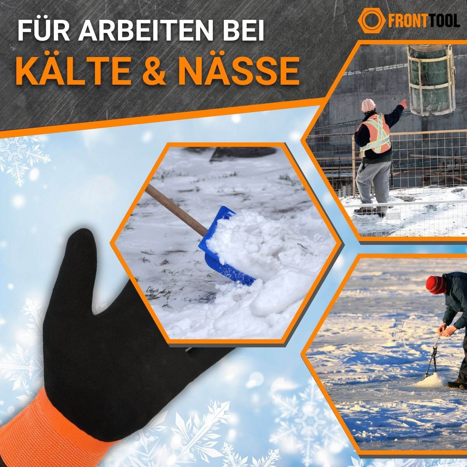 Fronttool Latexhandschuhe Winterarbeitshandschuh IceWork Winterhandschuh Kälteschutzhandschuh (Spar-Set)