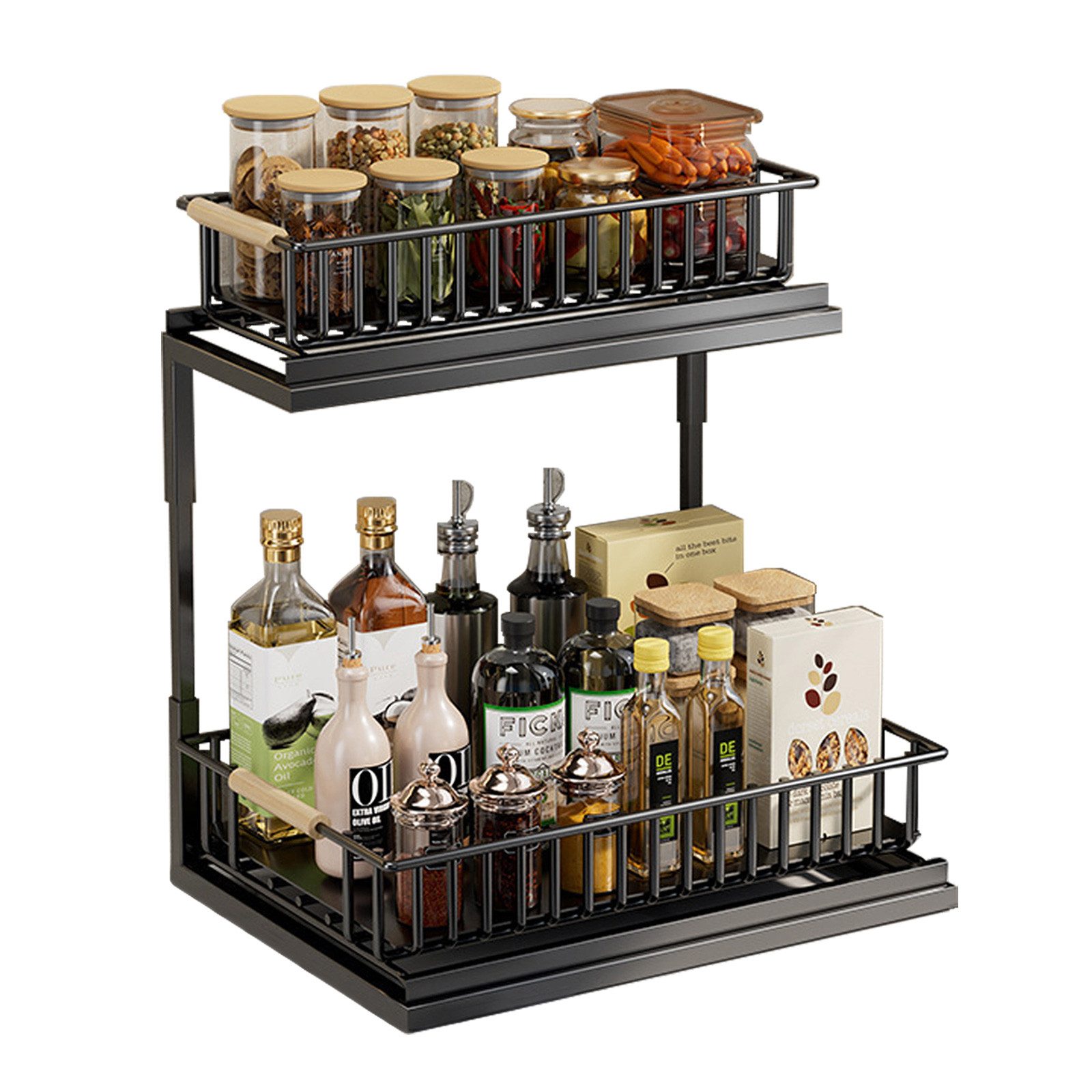 PFCTART Ablageregal Spülbecken Organizer L-Form, 2-stufig, Küchenregal, Set 1-tlg., Ausziehbar & ohne Bohren, ausziehbare Schublade Küche, für Utensilien
